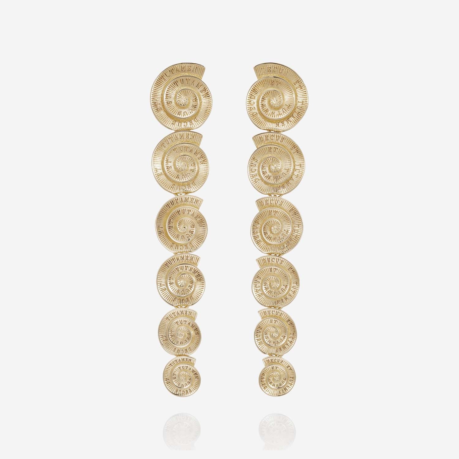 886 Royal Mint Earrings Tutamen Spiral Drop Earrings 9ct Yellow Gold