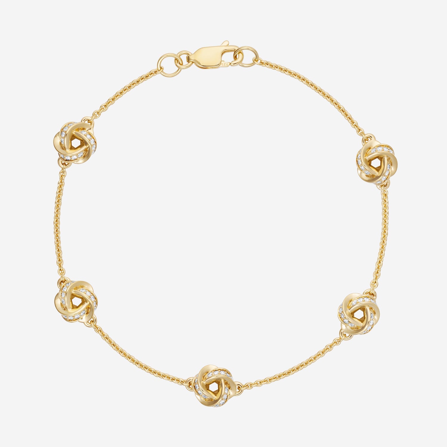 886 Royal Mint Bracelet Diamond Knot 7.5 inch Bracelet, 18ct Yellow Gold