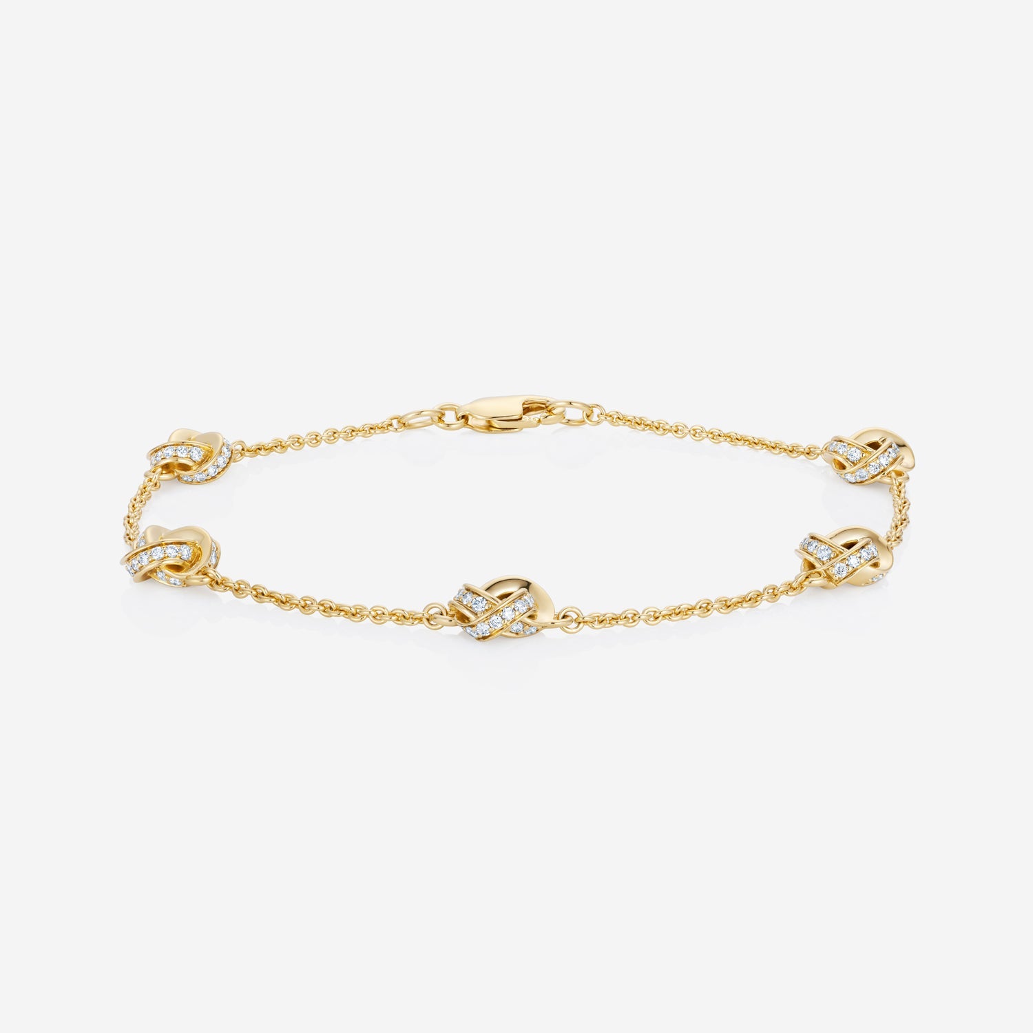 886 Royal Mint Bracelet Diamond Knot 7.5 inch Bracelet, 18ct Yellow Gold