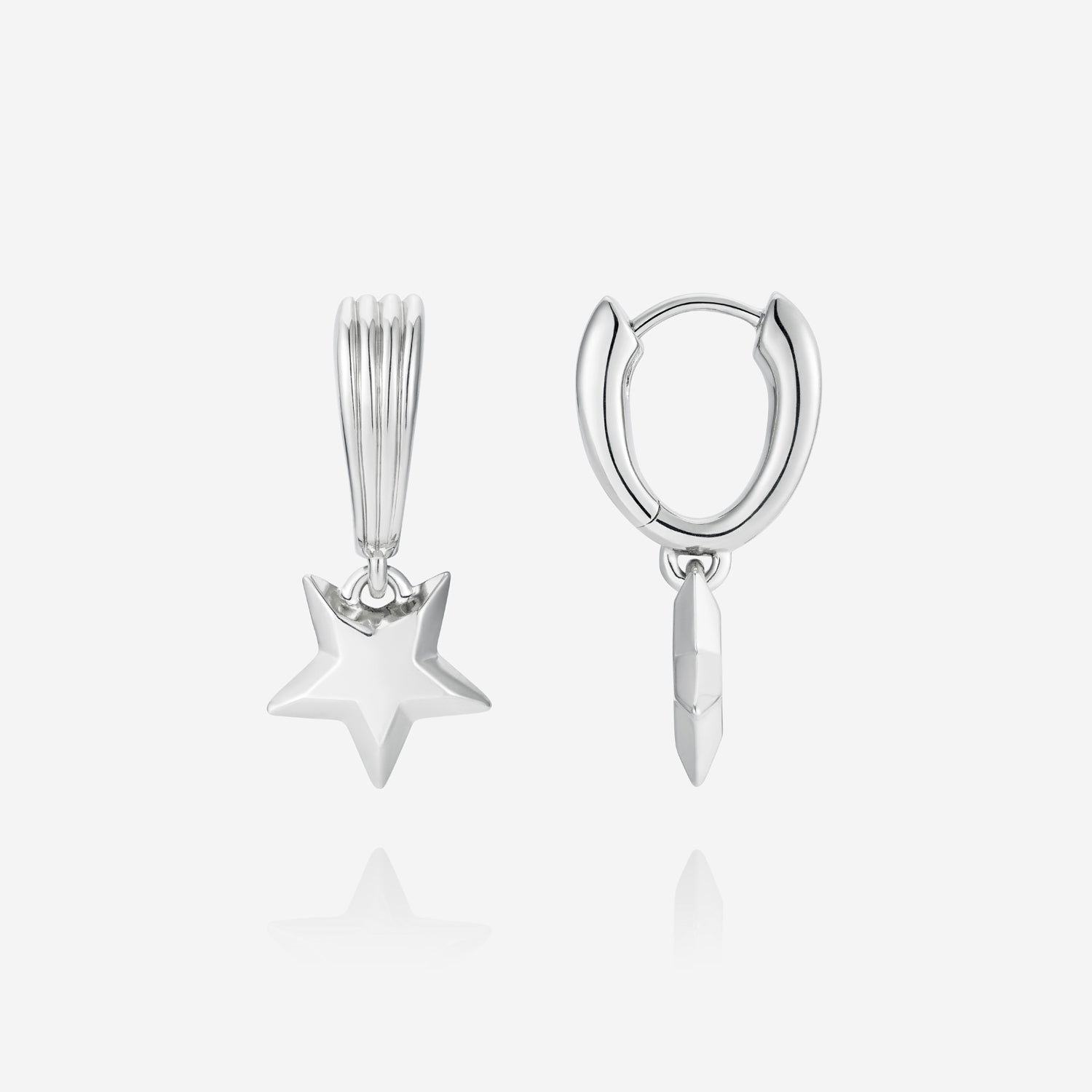 886 Royal Mint Earrings Shooting Star Drop Huggie Hoop Earrings Silver