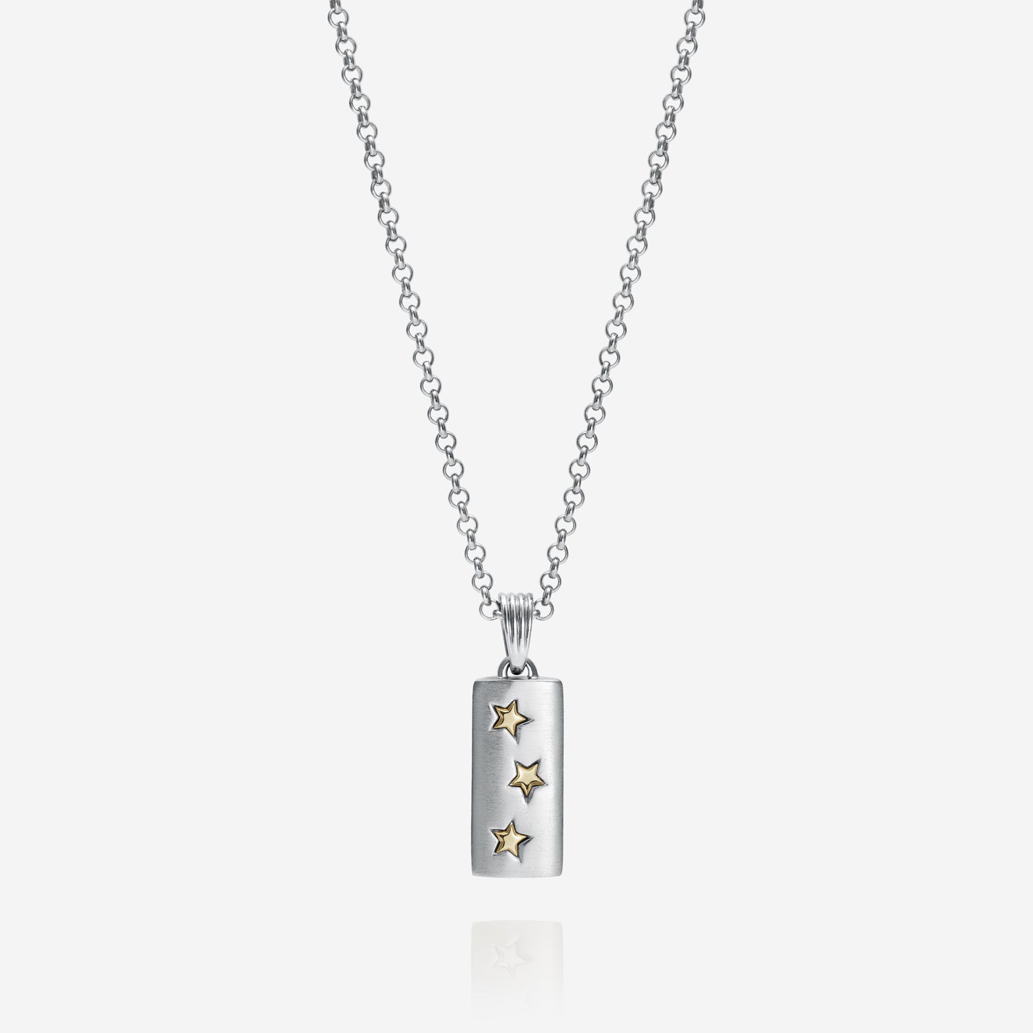 886 Royal Mint Necklaces Shooting Star Bar Pendant with 18 inch Small Belcher Chain Silver & 9ct Yellow Gold