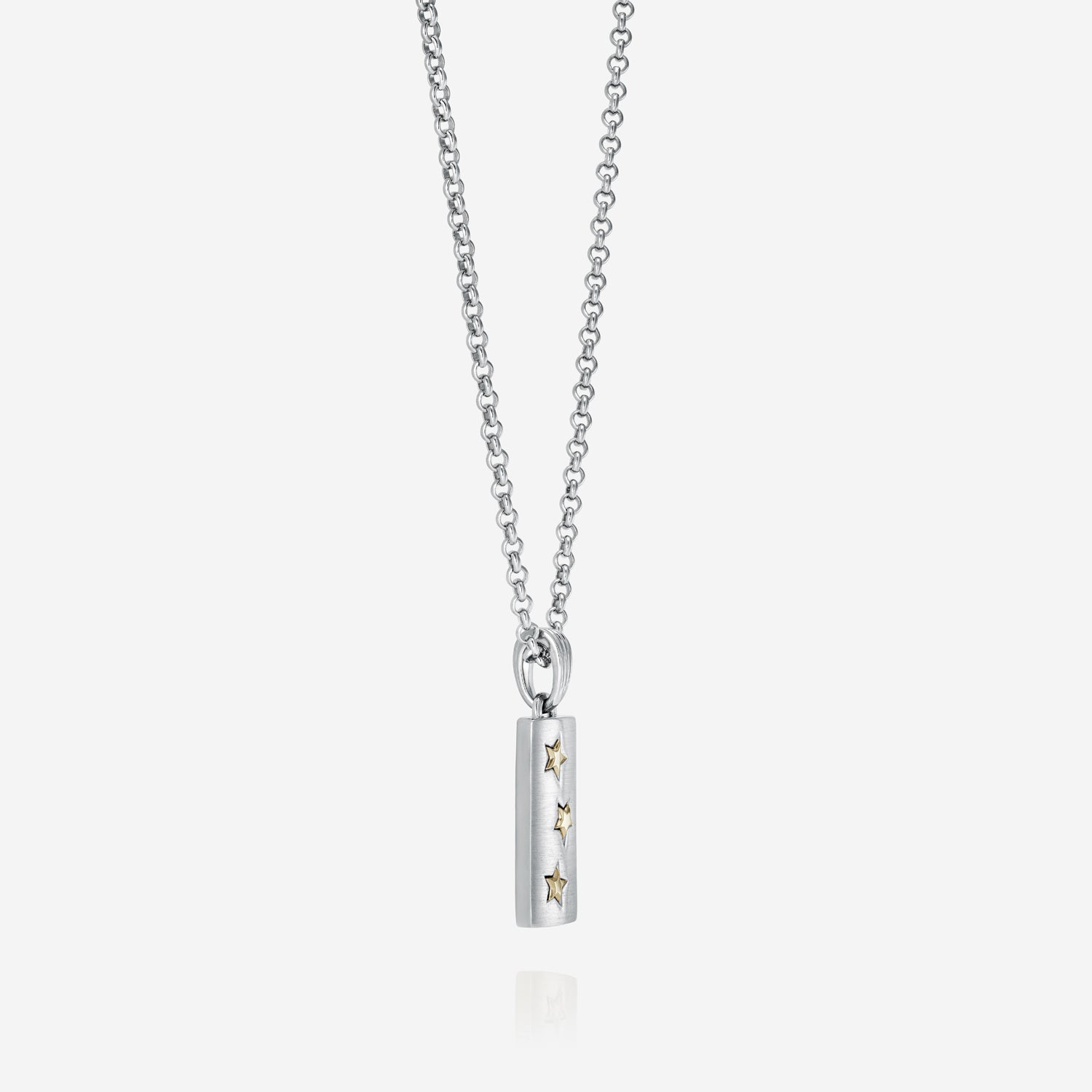 886 Royal Mint Necklaces Shooting Star Bar Pendant with 18 inch Small Belcher Chain Silver & 9ct Yellow Gold