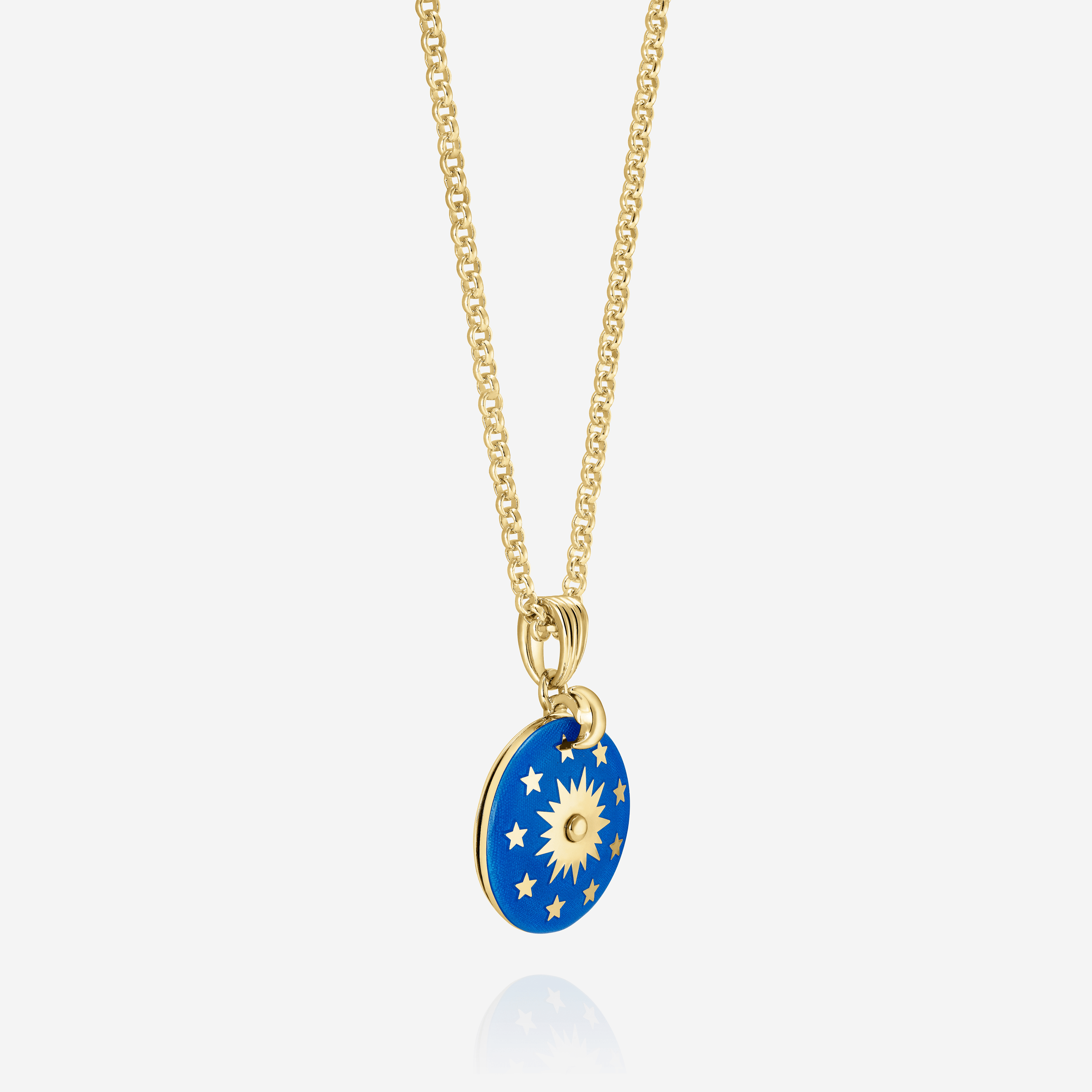 886 Royal Mint Pendants & Charms Night Sky Enamelled Spinner Pendant with 18 inch Small Belcher Chain, 18ct Yellow Gold