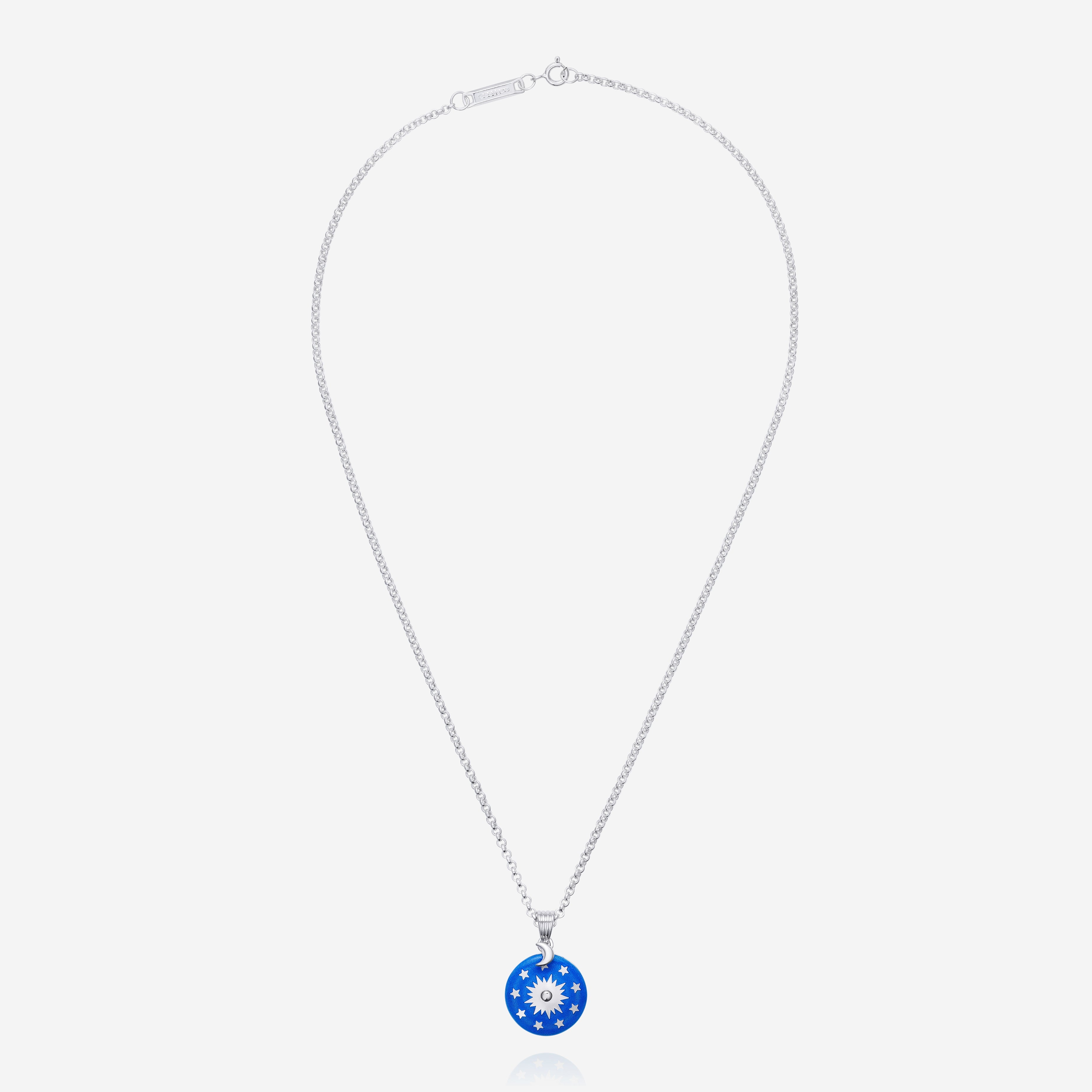 886 Royal Mint Pendants & Charms Night Sky Enamelled Spinner Pendant with 18 inch Small Belcher Chain, Silver