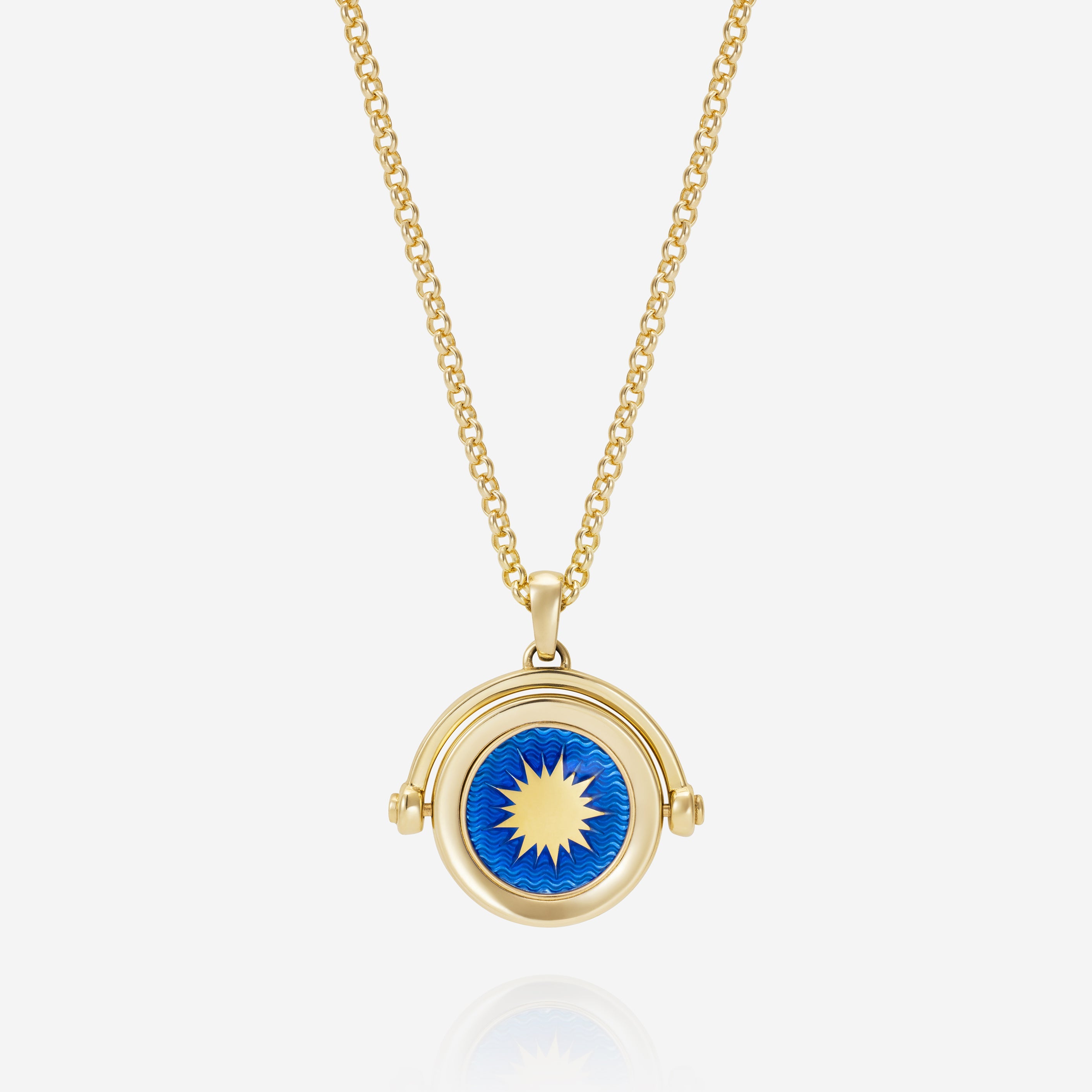 886 Royal Mint Pendants & Charms Orrery Spinner Pendant with 18 inch Small Belcher, 18ct Yellow Gold