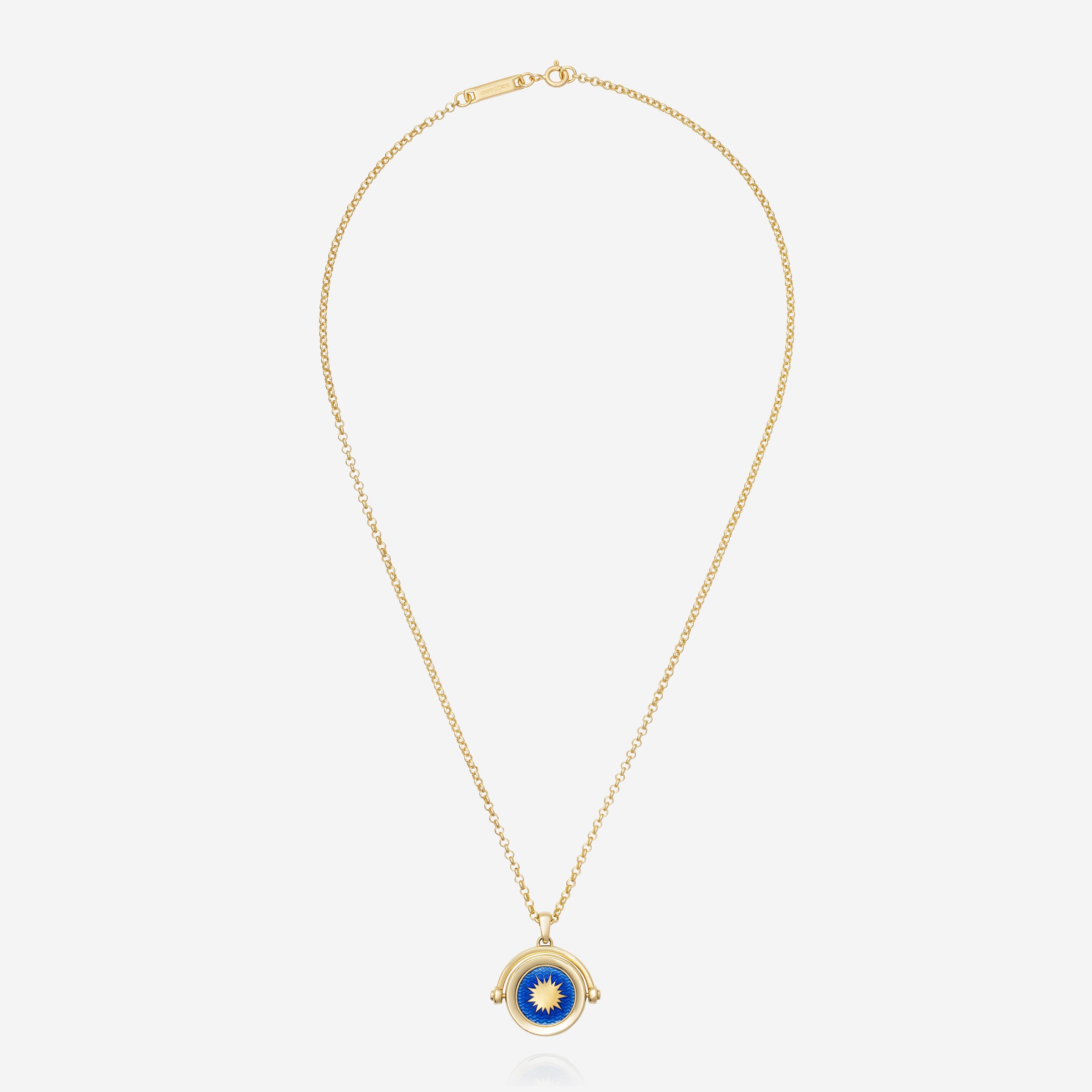 886 Royal Mint Pendants & Charms Orrery Spinner Pendant with 18 inch Small Belcher, 18ct Yellow Gold