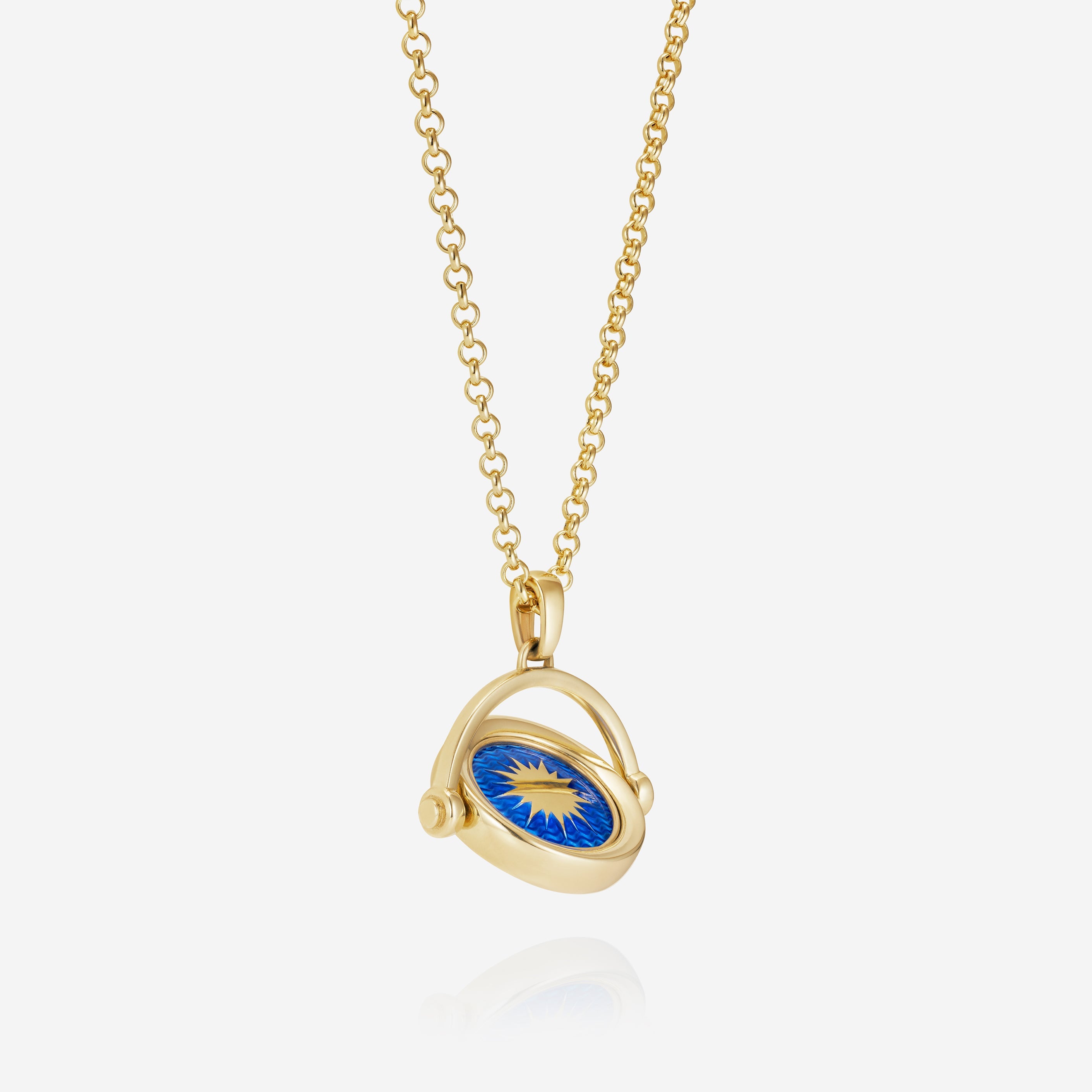 886 Royal Mint Pendants & Charms Orrery Spinner Pendant with 18 inch Small Belcher, 18ct Yellow Gold