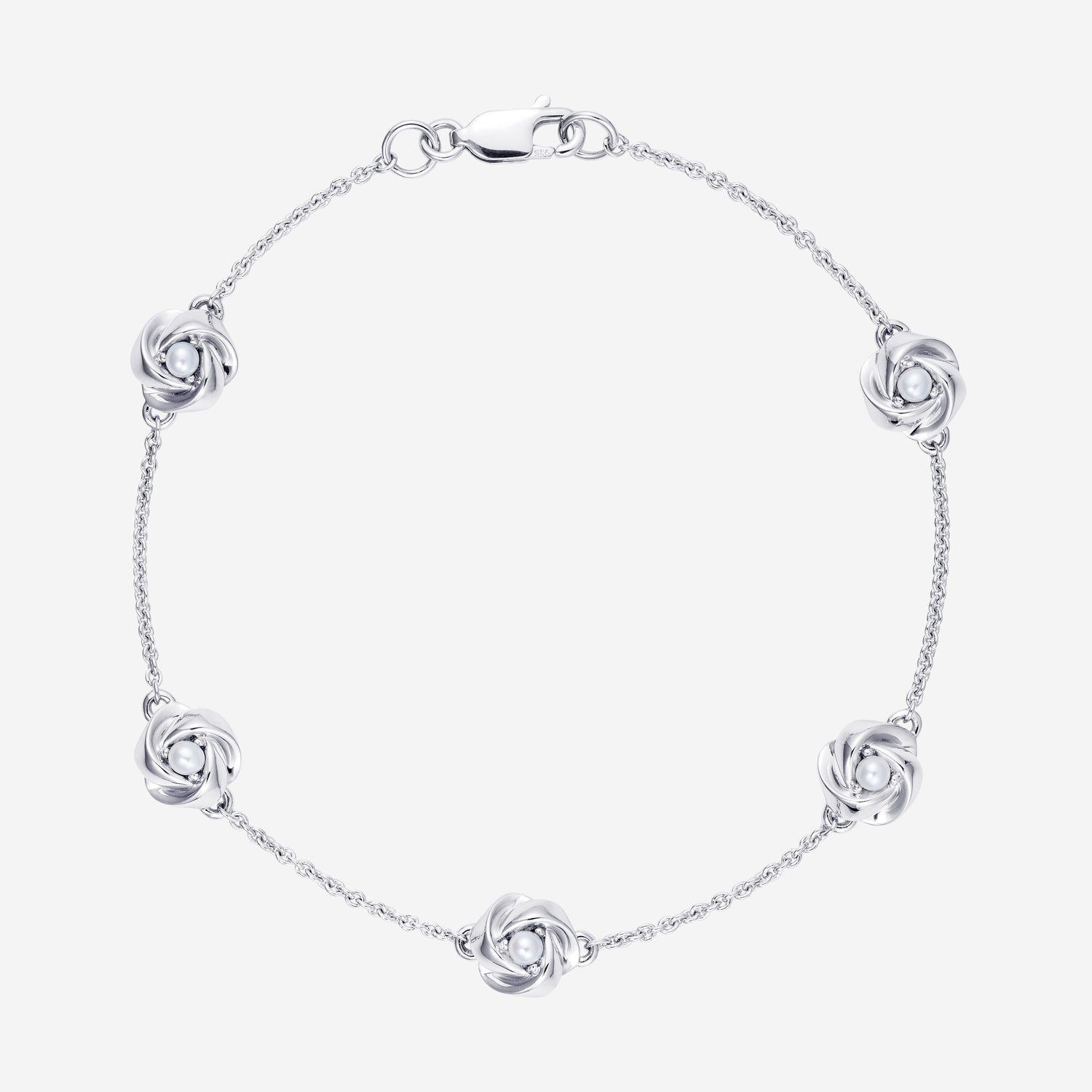 886 Royal Mint Bracelet Pearl Knot Bracelet, 7.5 inch, Silver