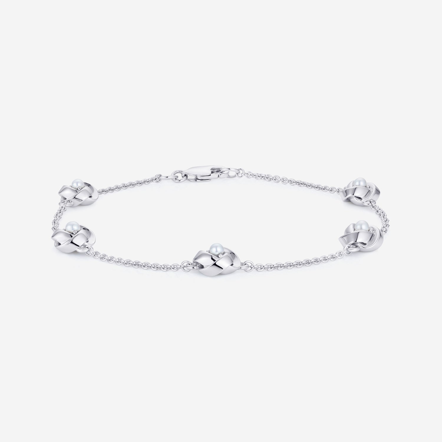886 Royal Mint Bracelet Pearl Knot Bracelet, 7.5 inch, Silver