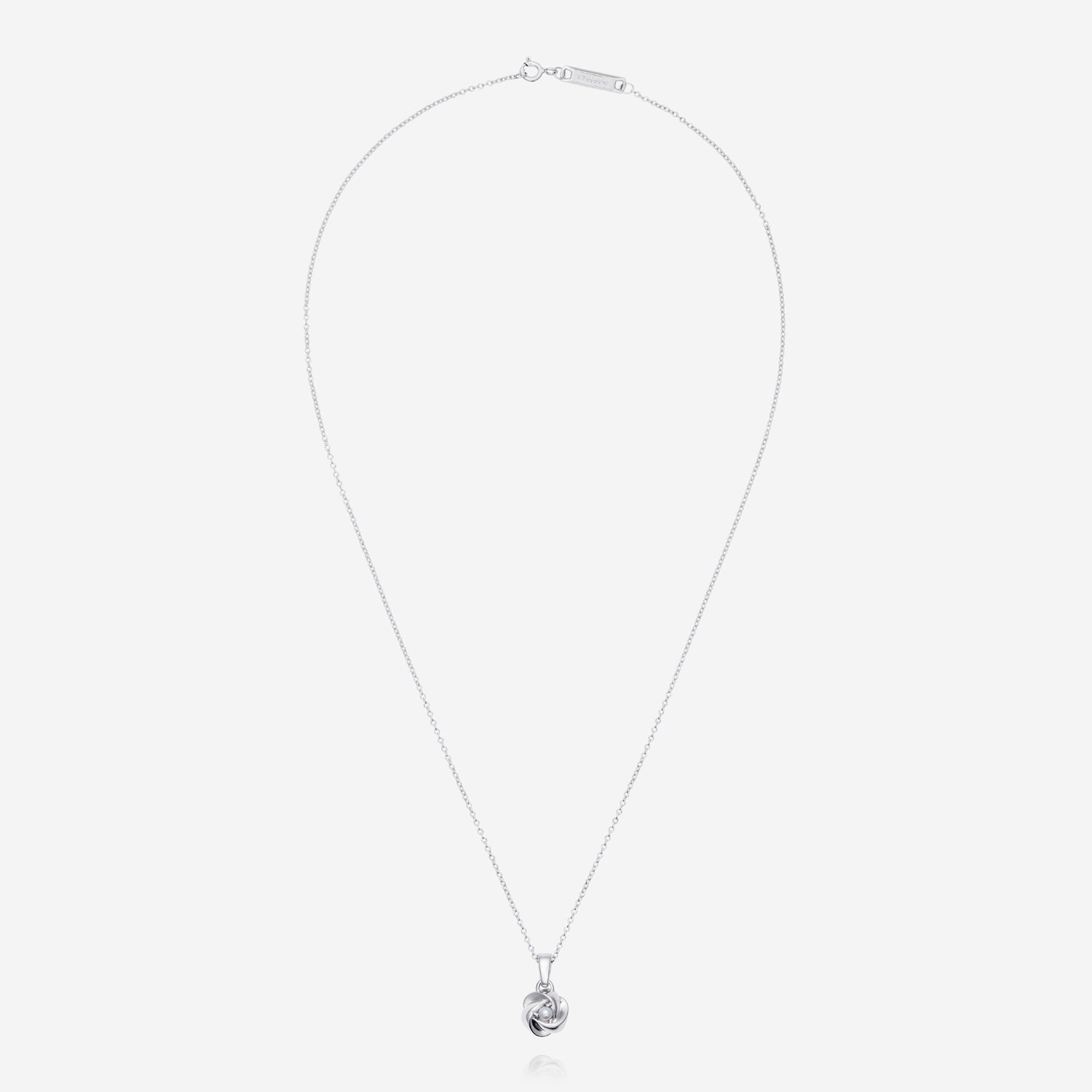 886 Royal Mint Necklaces Pearl Knot Pendant with 18 inch Trace Chain, Silver