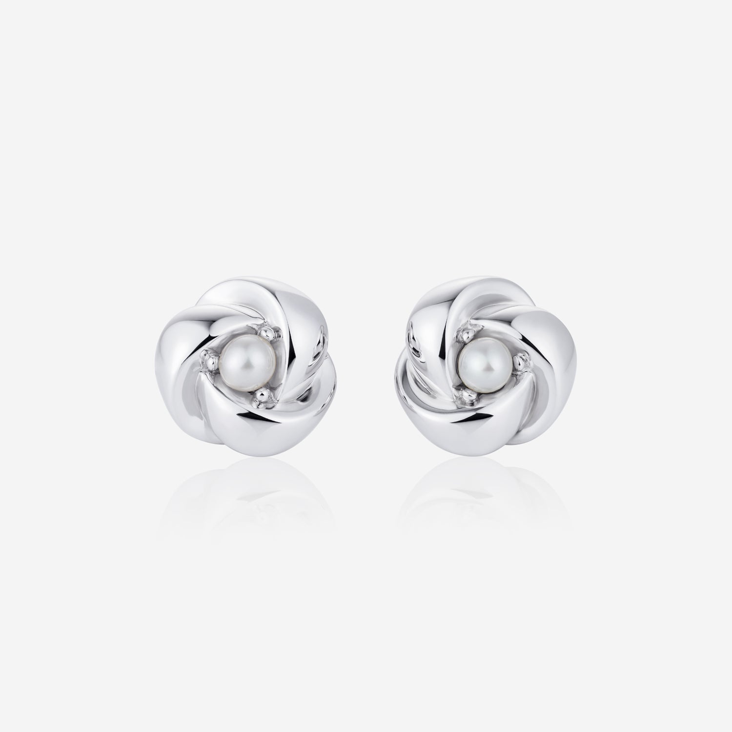 886 Royal Mint Earrings Pearl Knot Stud Earrings, Silver