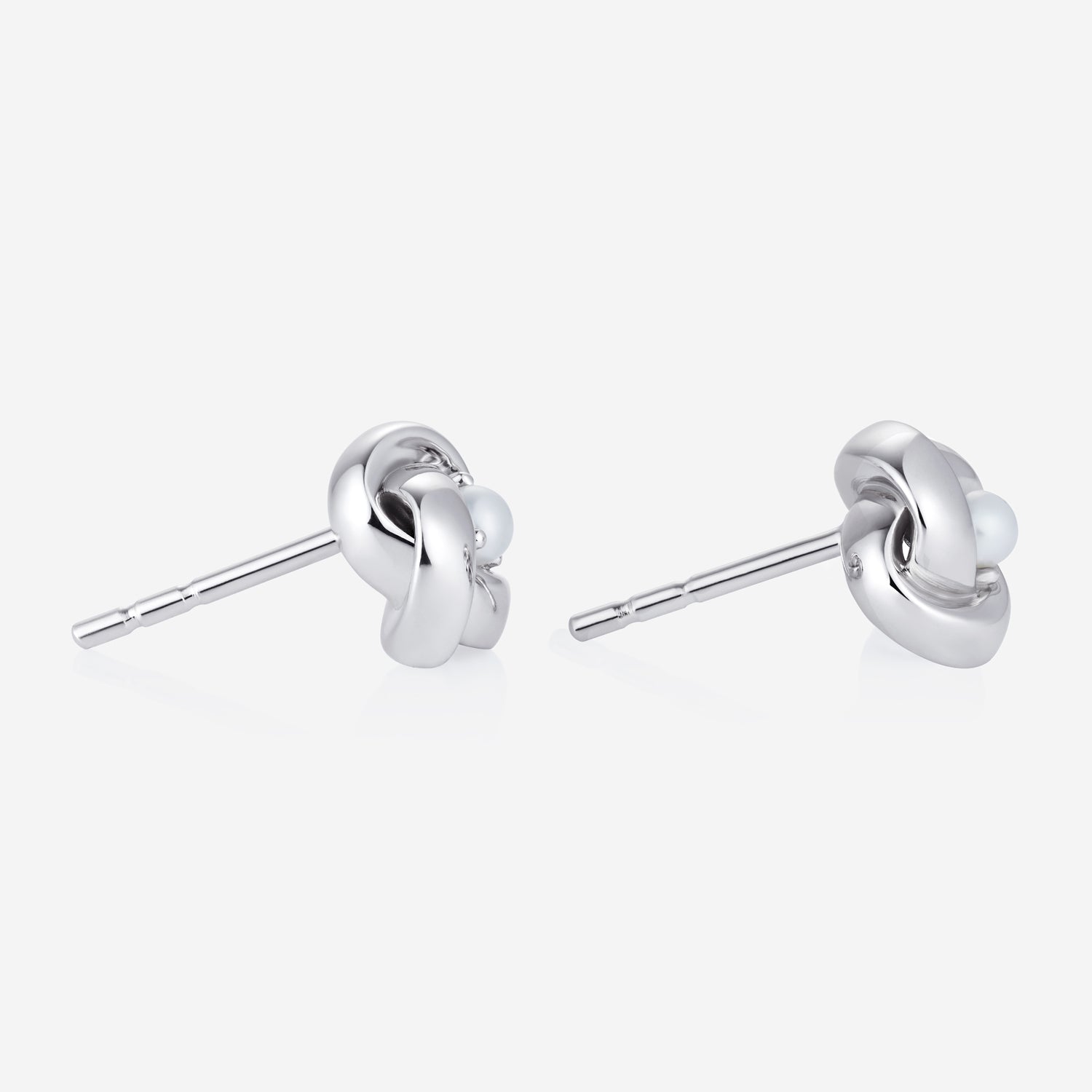886 Royal Mint Earrings Pearl Knot Stud Earrings, Silver