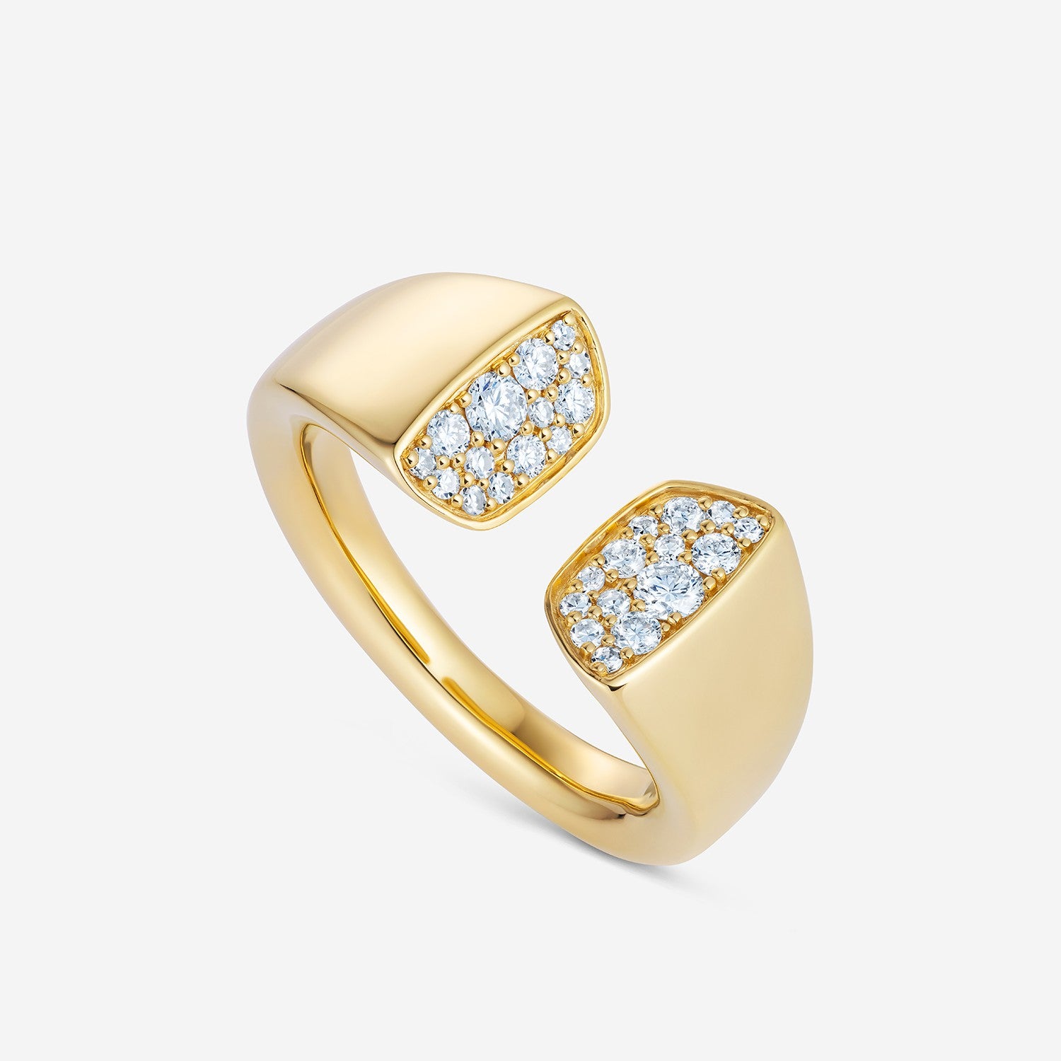 886 Royal Mint Rings Aurum Pavé Small Open Ring, 18ct Yellow Gold
