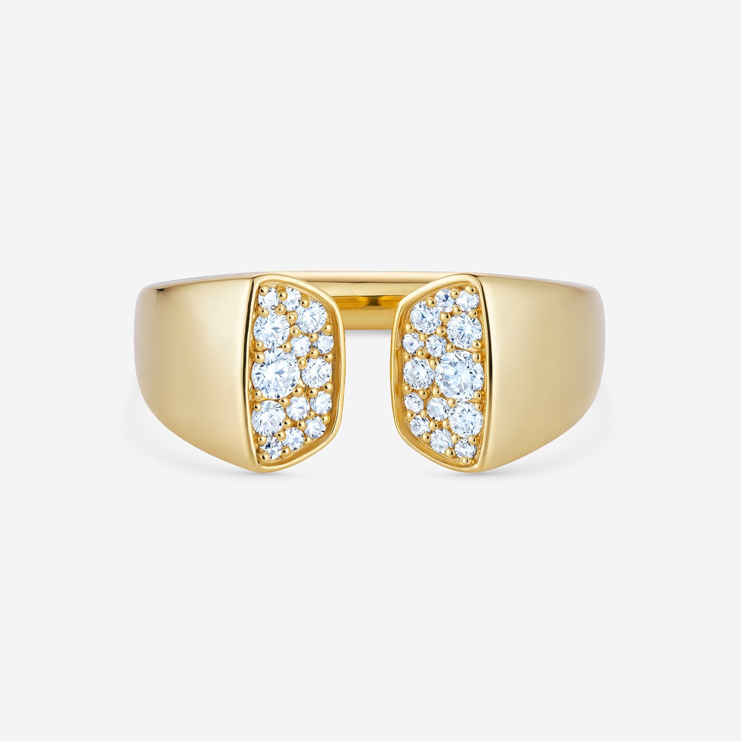 886 Royal Mint Rings Aurum Pavé Small Open Ring, 18ct Yellow Gold