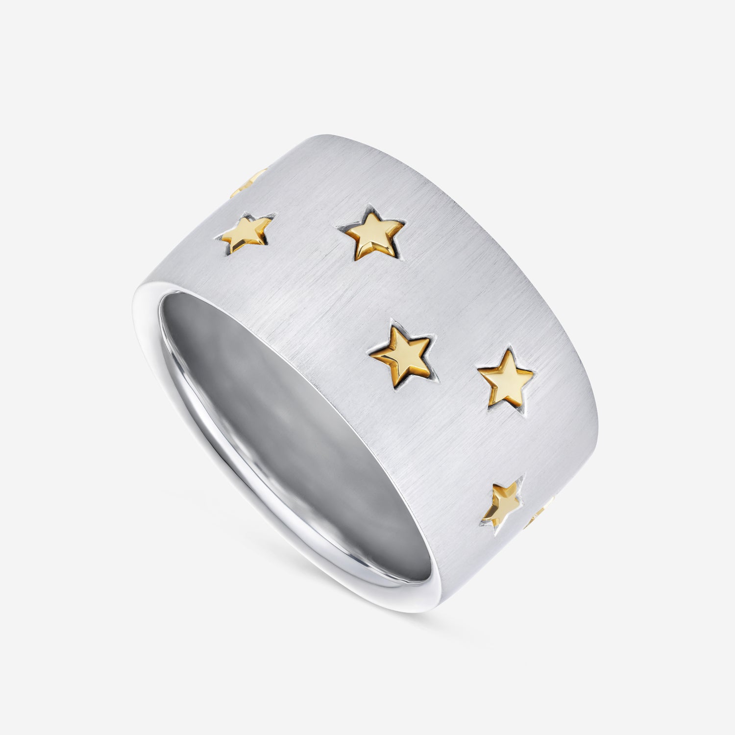 886 Royal Mint Rings Shooting Star Heavy Band Ring in Silver & 9ct Yellow