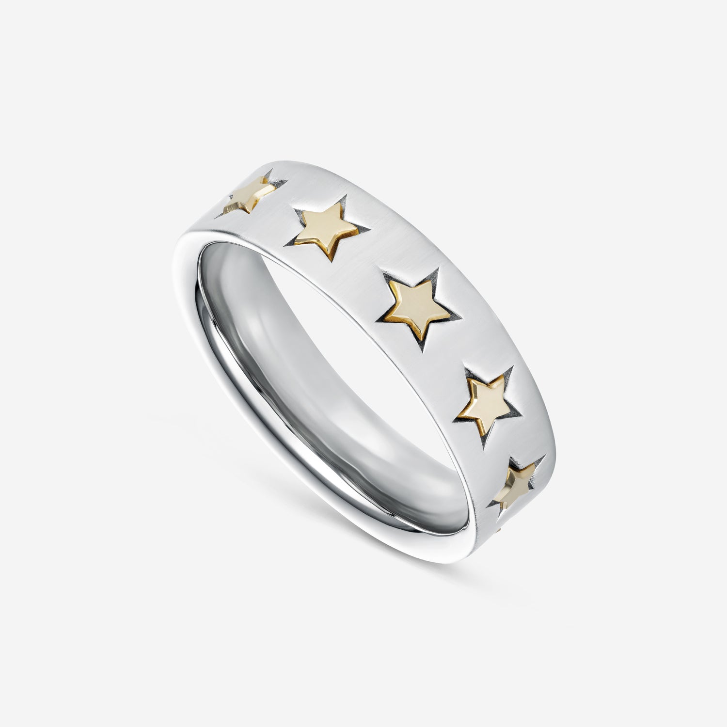 886 Royal Mint Rings Shooting Star Band Ring in Silver & 9ct Yellow