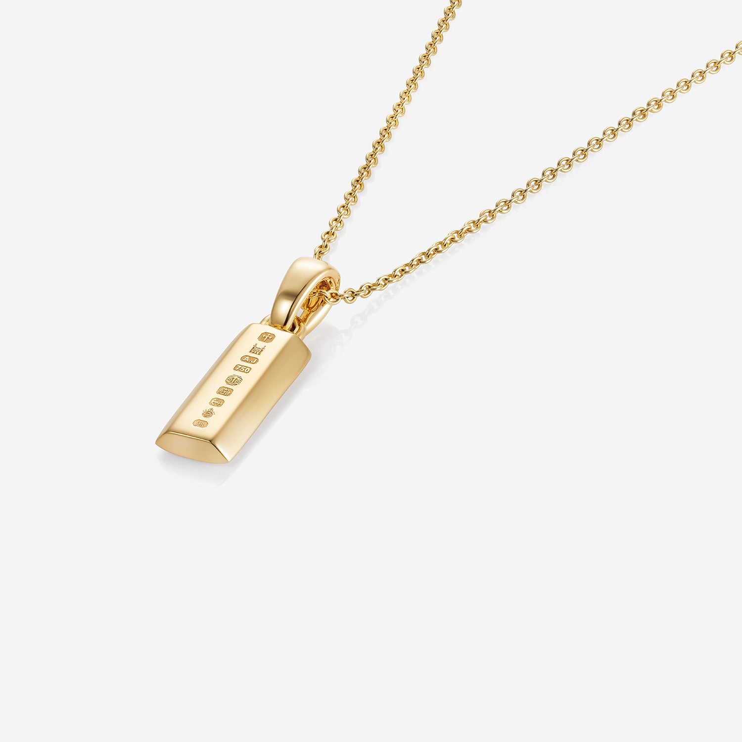 886 Small Bar Pendant with Chain in 18ct Yellow Gold – 886 Royal Mint