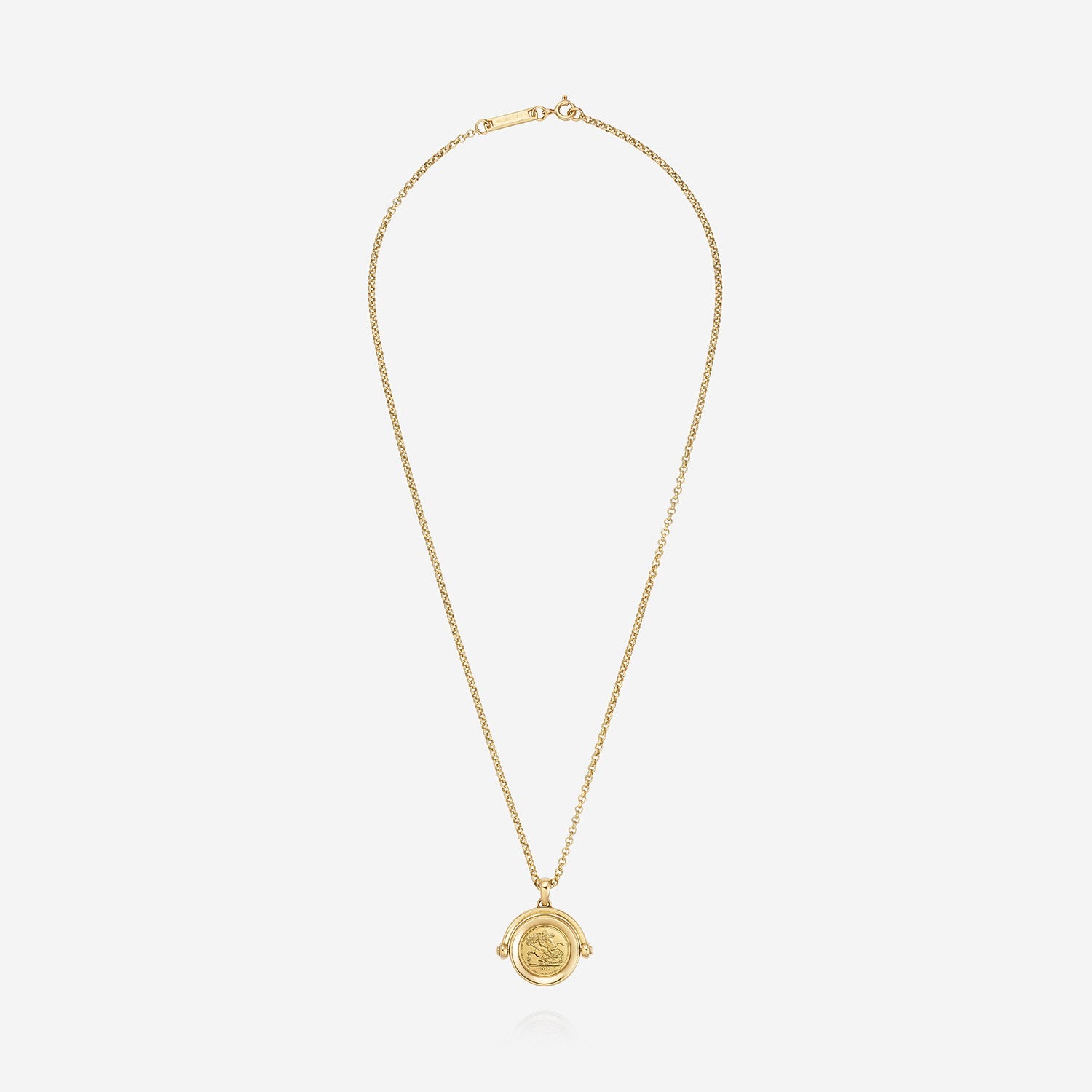 886 Royal Mint Necklaces 886 2027 Quarter Sovereign Coin Spinner with 18ct Yellow Gold Chain