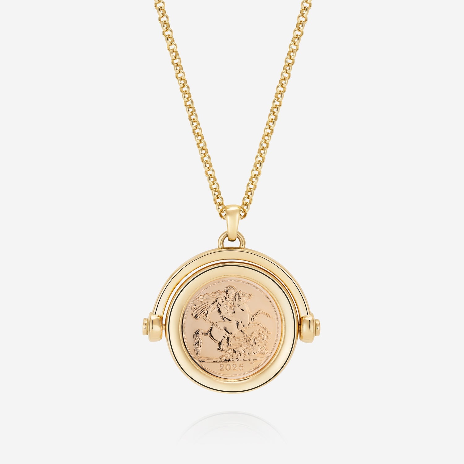 886 Royal Mint Necklaces 886 2025 Half Sovereign Spinning Pendant 18ct Yellow Gold