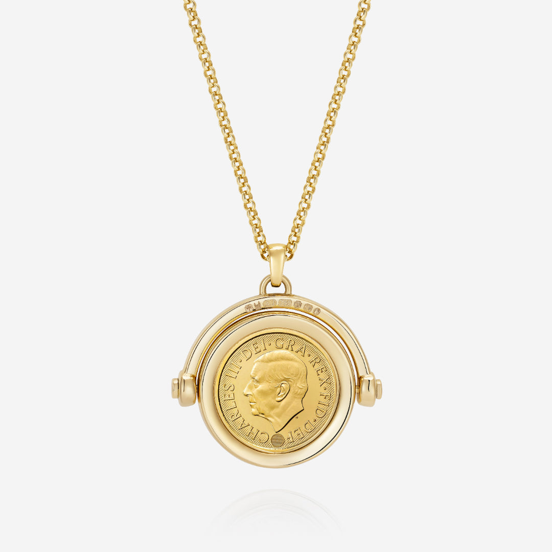 886 Royal Mint Necklaces 886 2026 Half Sovereign Coin Spinner with 18ct Yellow Gold Chain