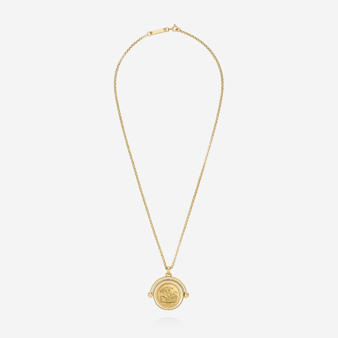 886 Royal Mint Necklaces 886 2026 Half Sovereign Coin Spinner with 18ct Yellow Gold Chain