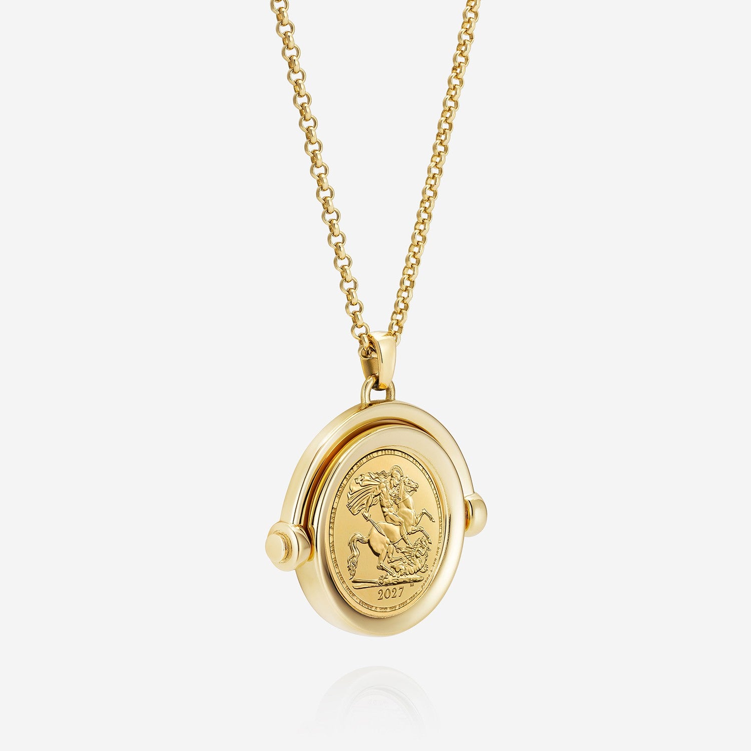 886 Royal Mint Necklaces 886 2027 Half Sovereign Coin Spinner with 18ct Yellow Gold Chain