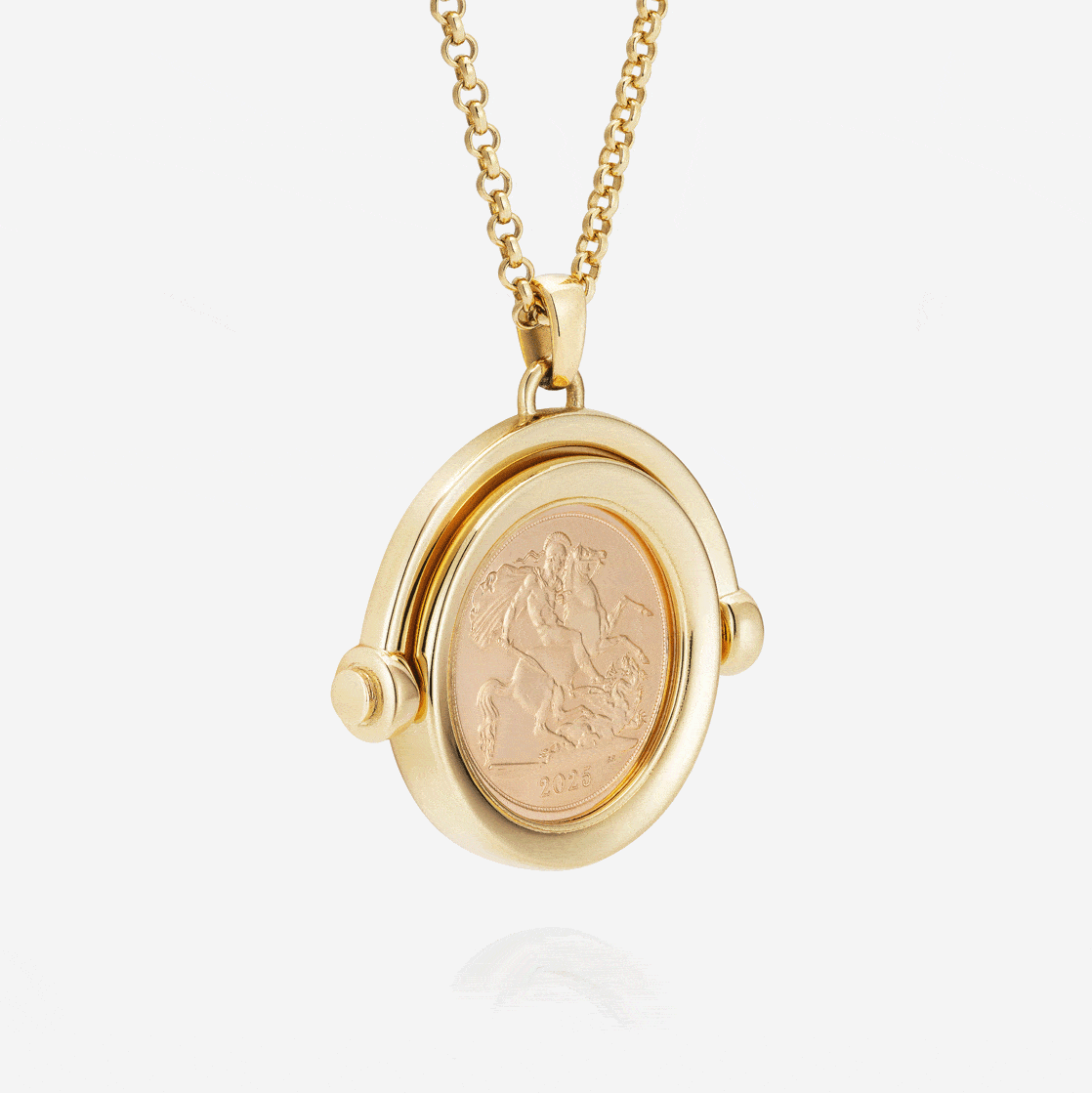 886 Royal Mint Necklaces 886 2025 Half Sovereign Spinning Pendant 18ct Yellow Gold