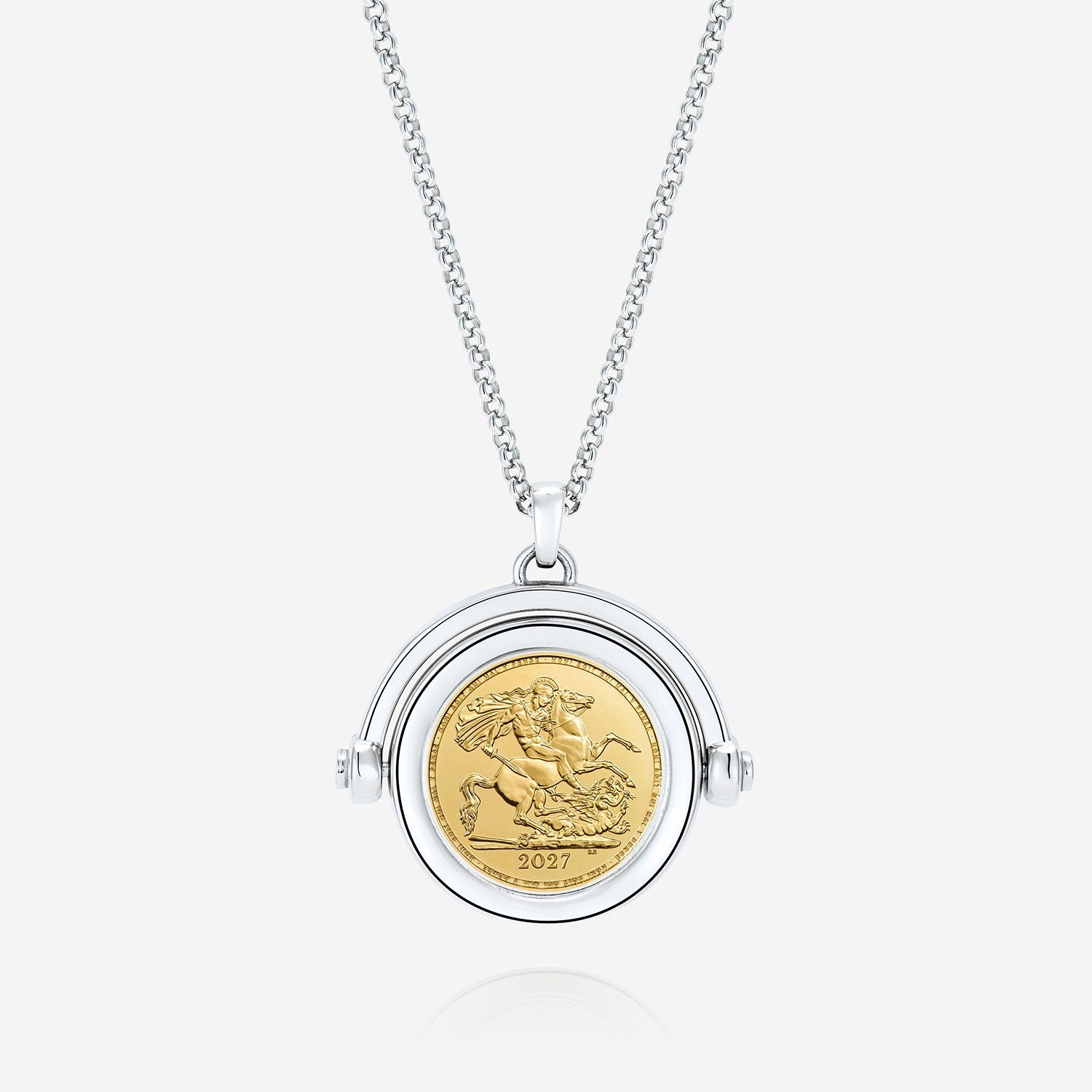 886 Royal Mint Necklaces 886 2027 Half Sovereign Spinning Pendant with Chain Sterling Silver