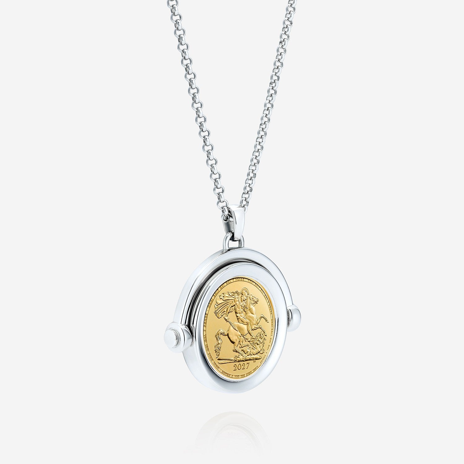 886 Royal Mint Necklaces 886 2027 Half Sovereign Spinning Pendant with Chain Sterling Silver