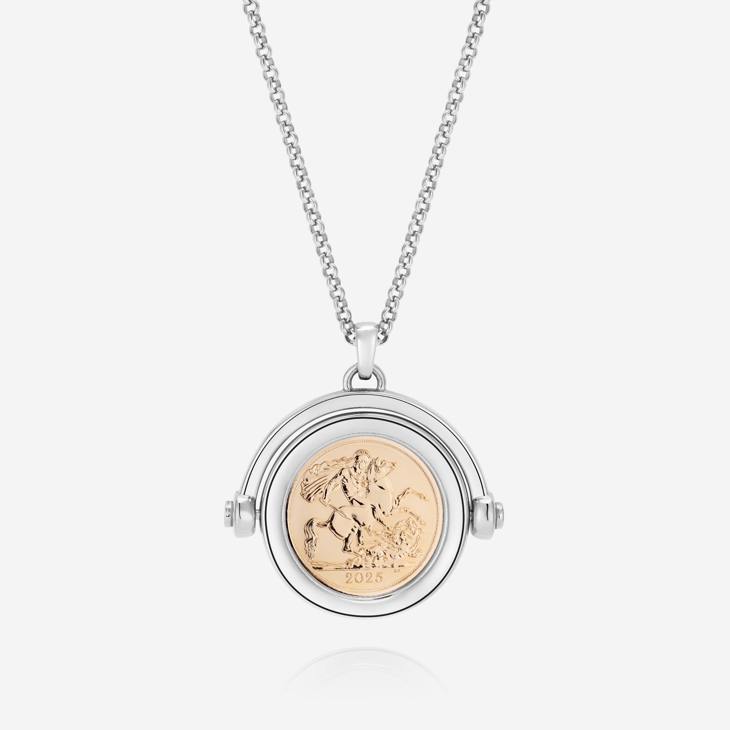 886 Royal Mint 886 2025 Half Sovereign Spinning Pendant With Chain Silver