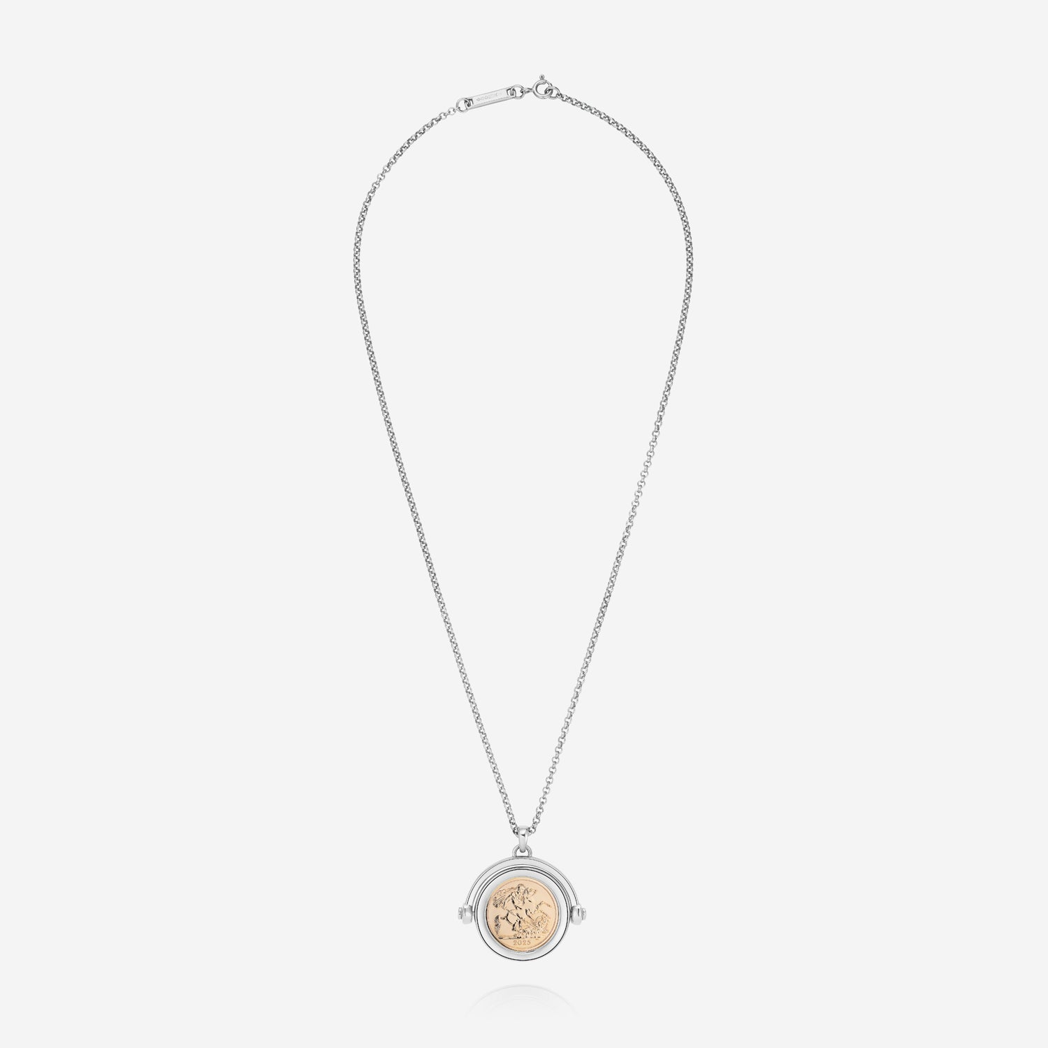 886 Royal Mint 886 2025 Half Sovereign Spinning Pendant With Chain Silver