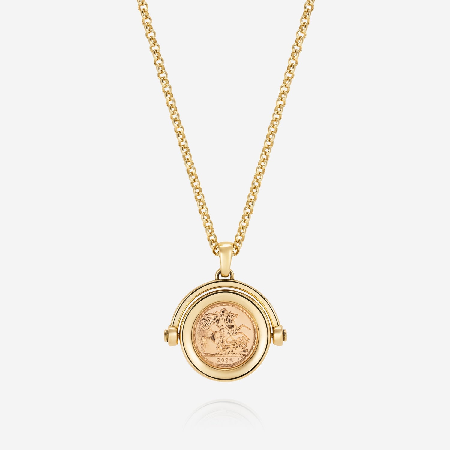 886 Royal Mint Necklaces 886 2025 Quarter Sovereign Spinning Pendant with Chain 18ct Gold