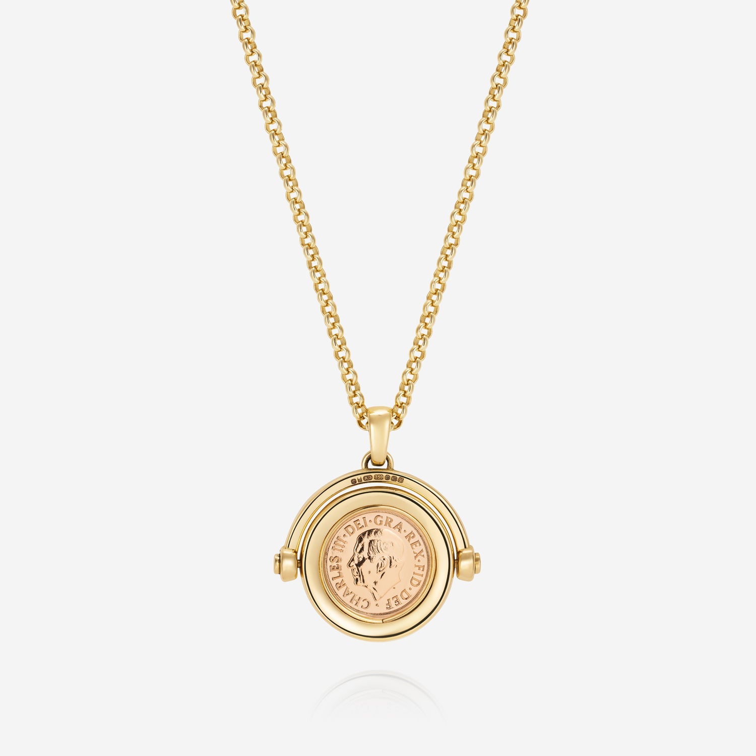 886 Royal Mint Necklaces 886 2025 Quarter Sovereign Spinning Pendant with Chain 18ct Gold