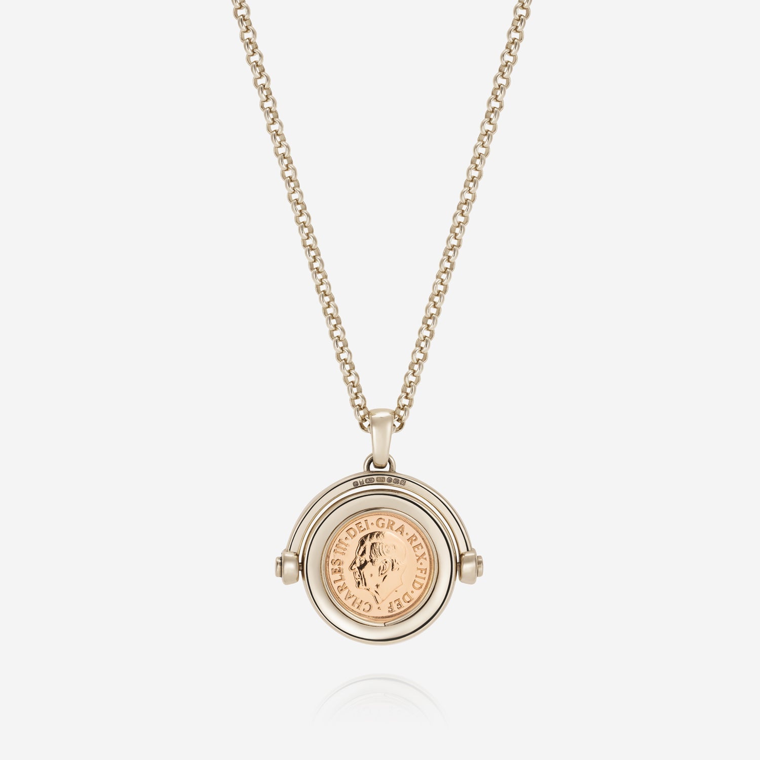 886 Royal Mint Necklaces 886 2025 Quarter Sovereign Spinning Pendant with Chain 9ct Gold