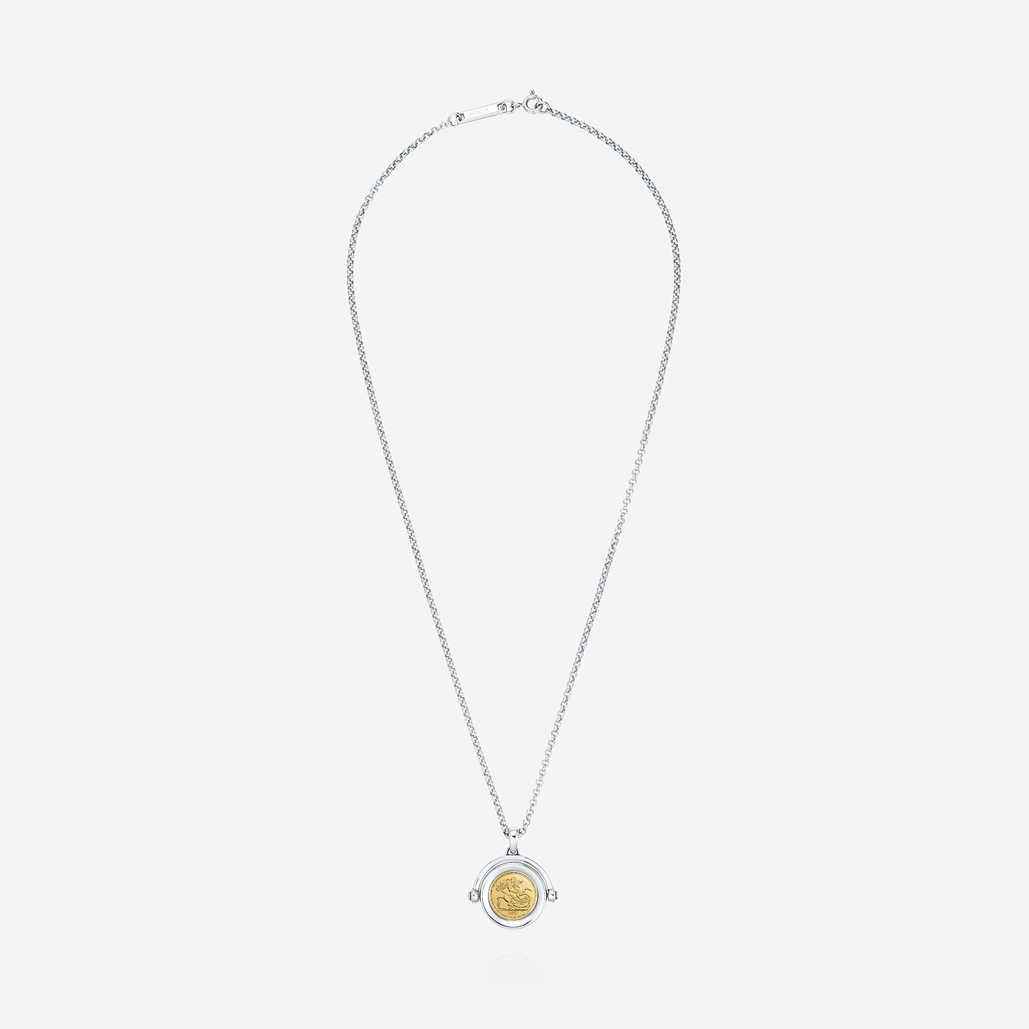 886 Royal Mint Necklaces 886 2027 Quarter Sovereign Spinning Pendant with Chain Sterling Silver
