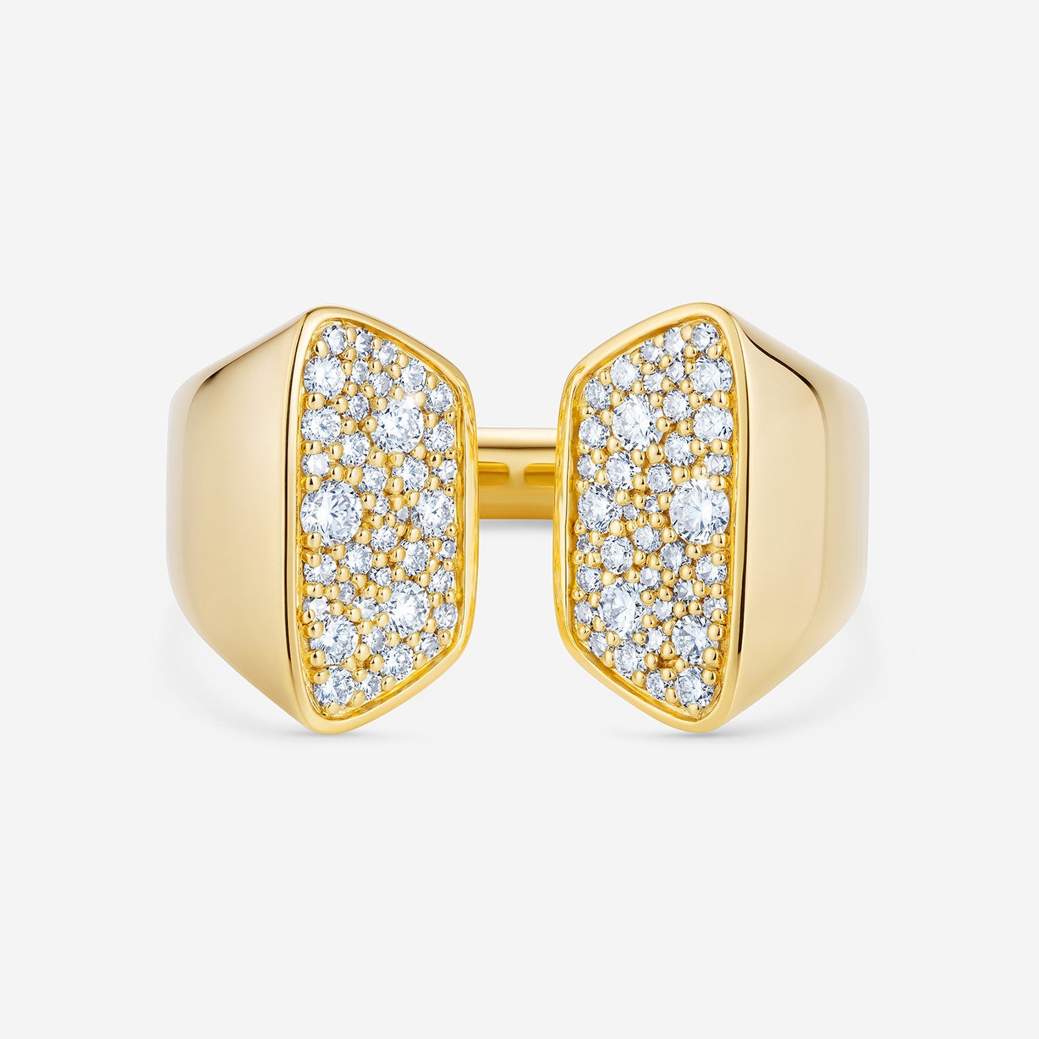 886 Royal Mint Rings Aurum Pavé Large Open Ring, 18ct Yellow Gold