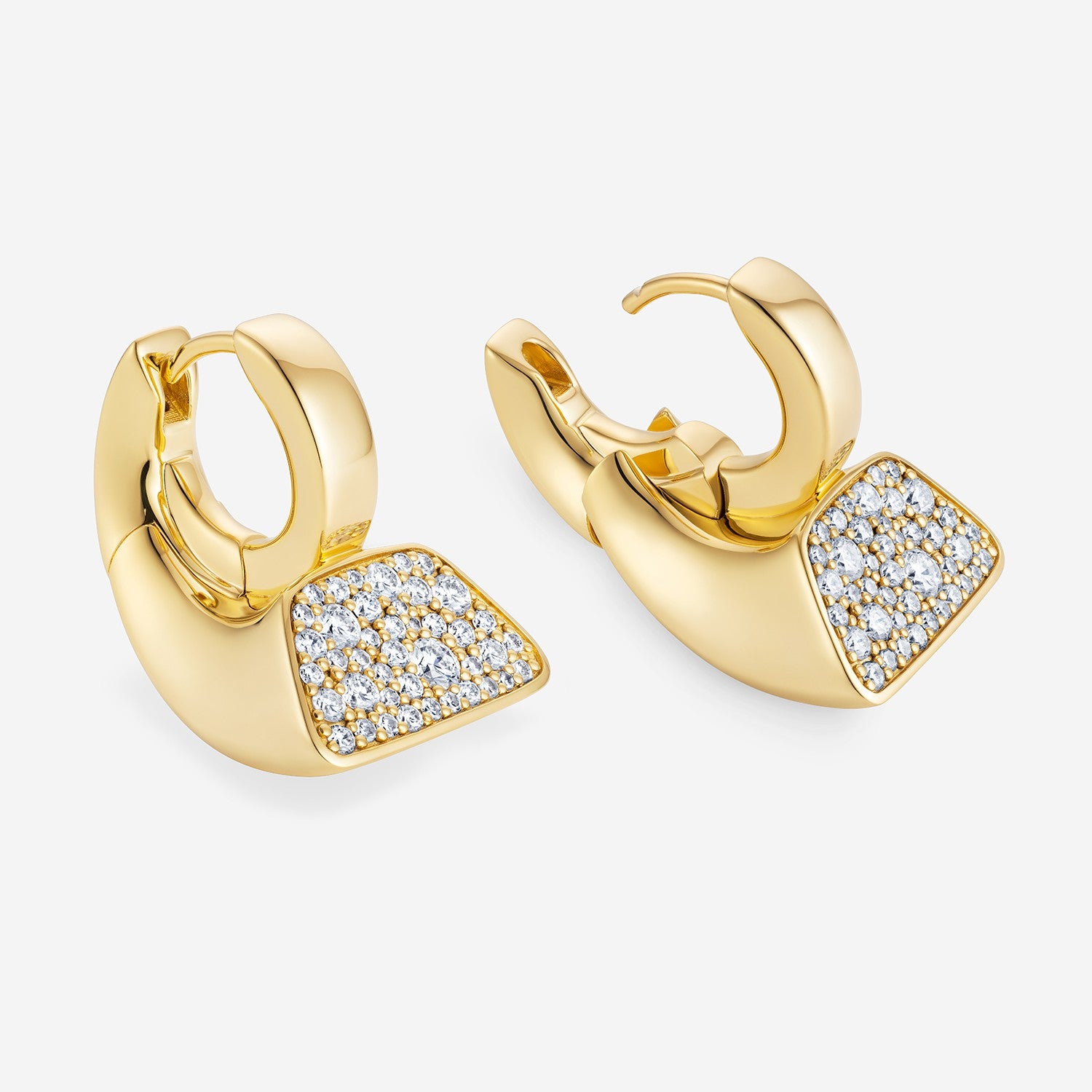 886 Royal Mint Earrings Aurum Bullion Pavé Hoop Earrings, 18ct Yellow Gold