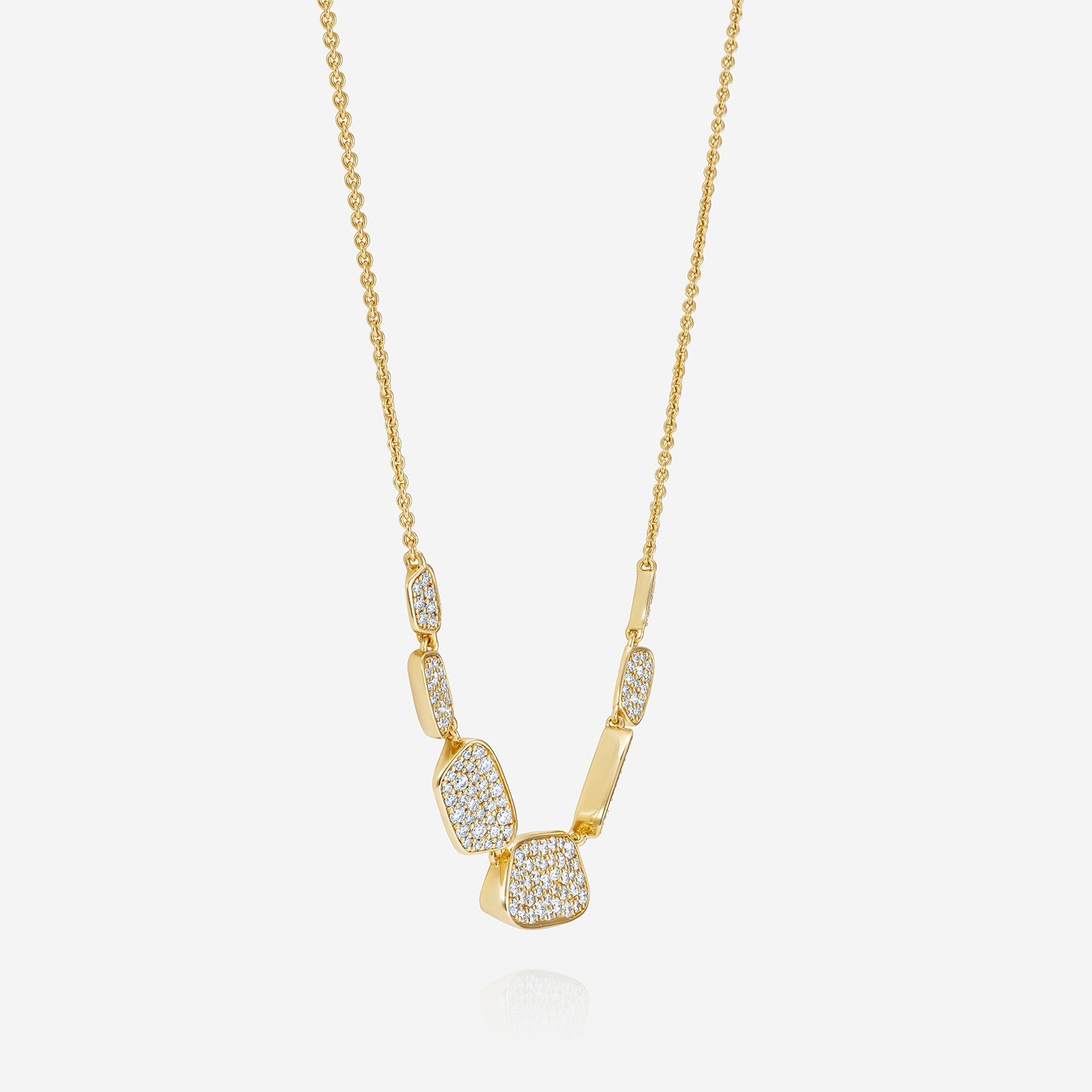 886 Royal Mint Necklaces Aurum Graduated Slice Pavé Necklace, 18ct Gold