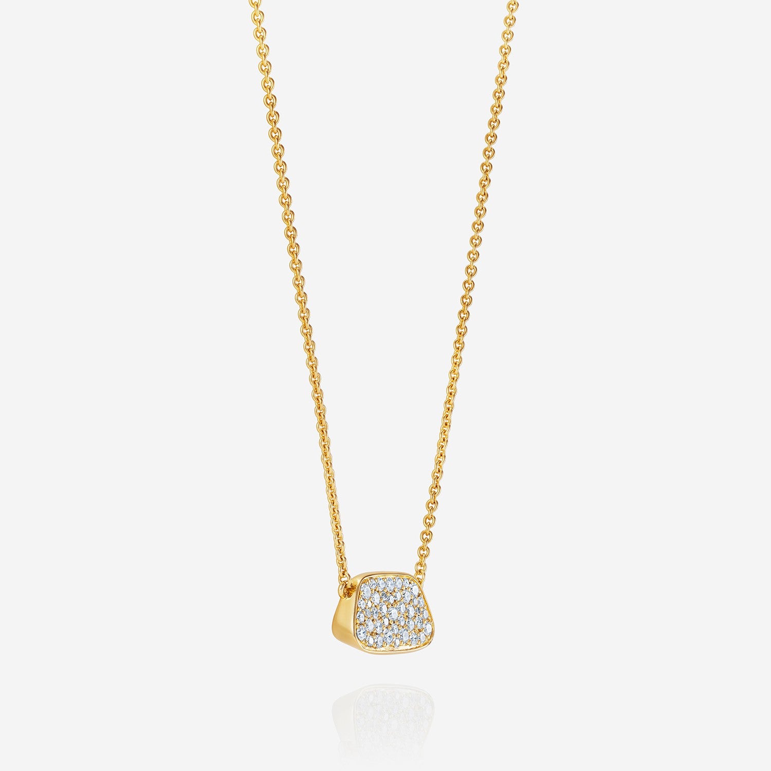 886 Royal Mint Necklaces Aurum Single Slice Pavé Necklace, 18ct Yellow Gold