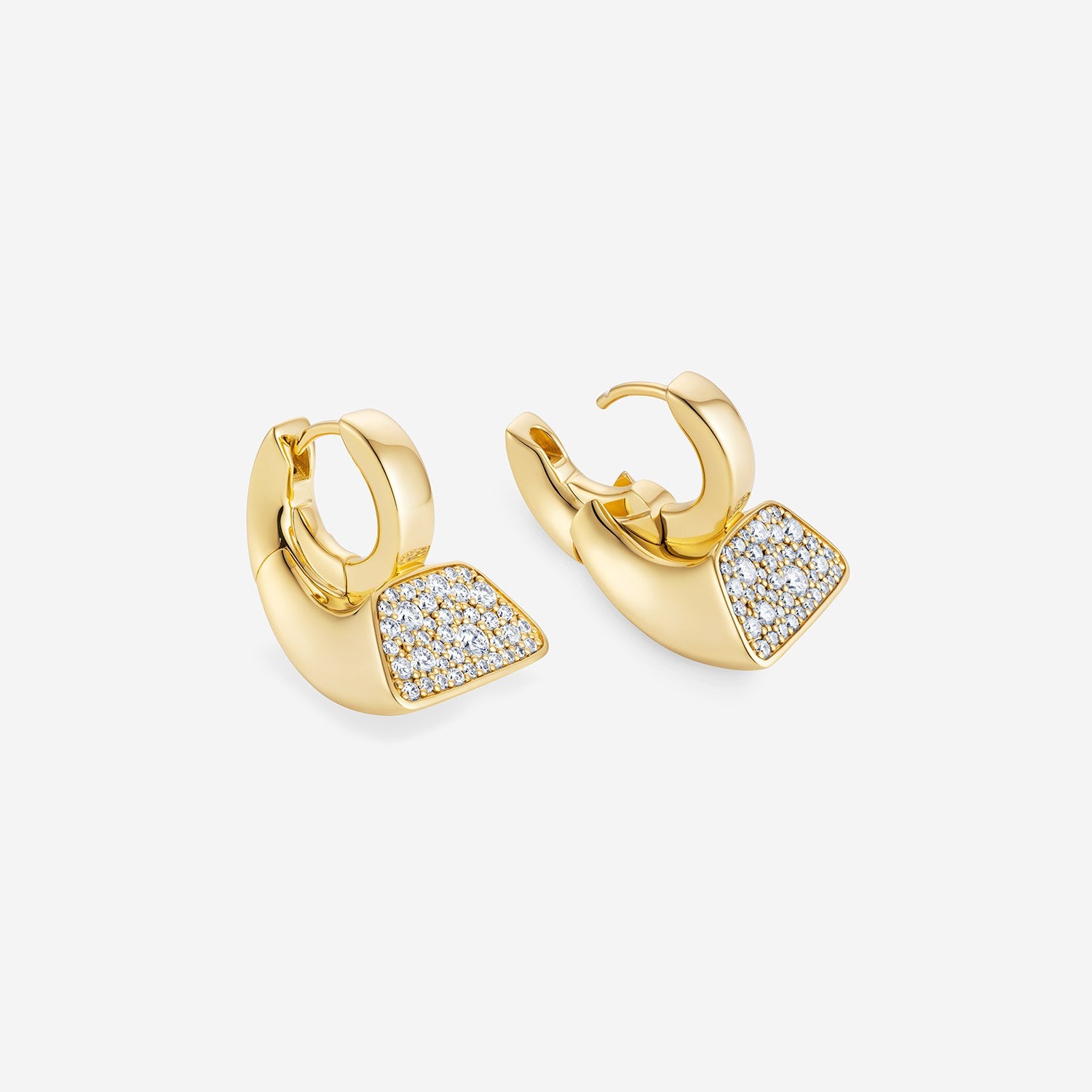 886 Royal Mint Earrings Aurum Bullion Huggie Pave Hoop Earrings, 18ct Yellow Gold