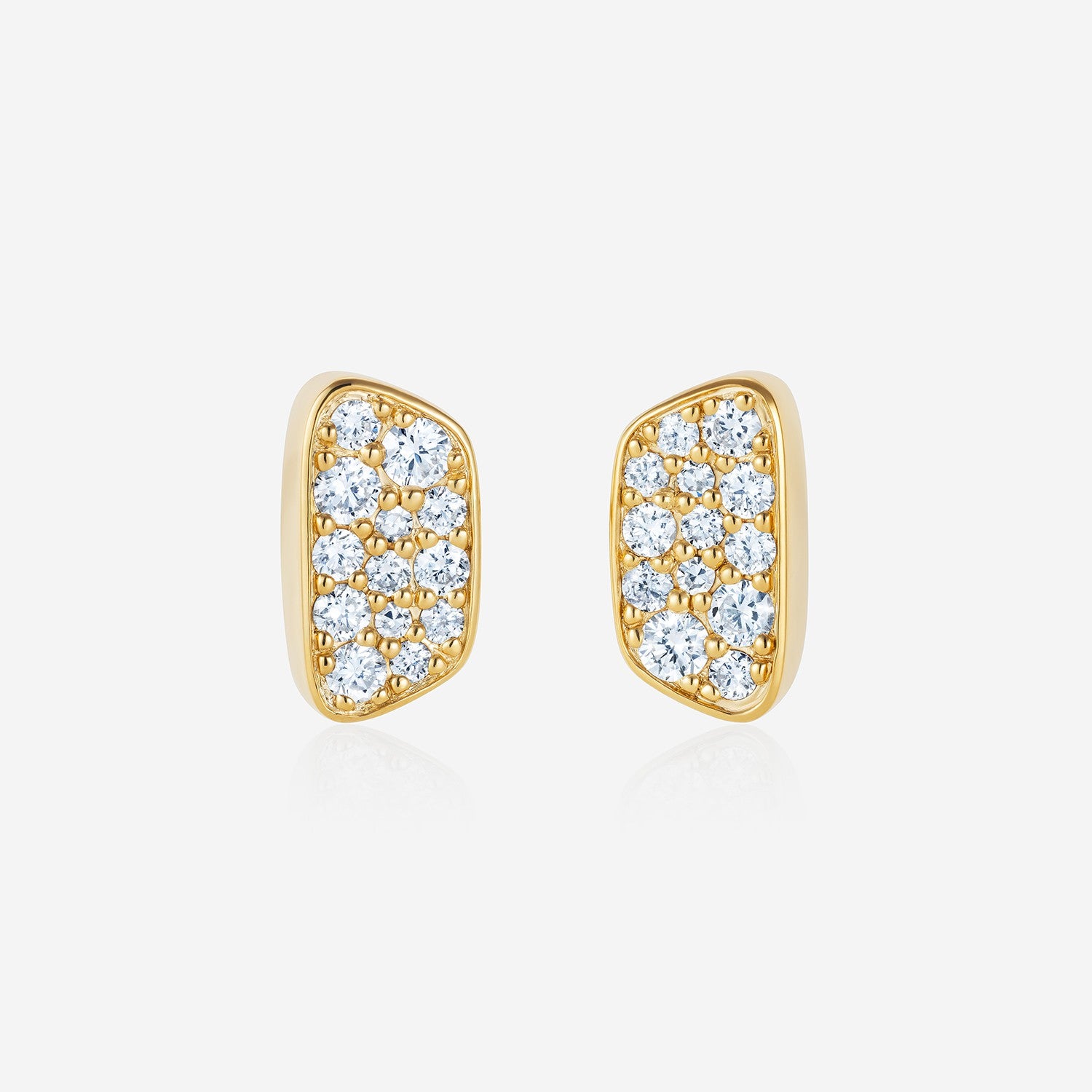 886 Royal Mint Earrings Aurum Slice Pavé Stud Earrings, 18ct Yellow Gold
