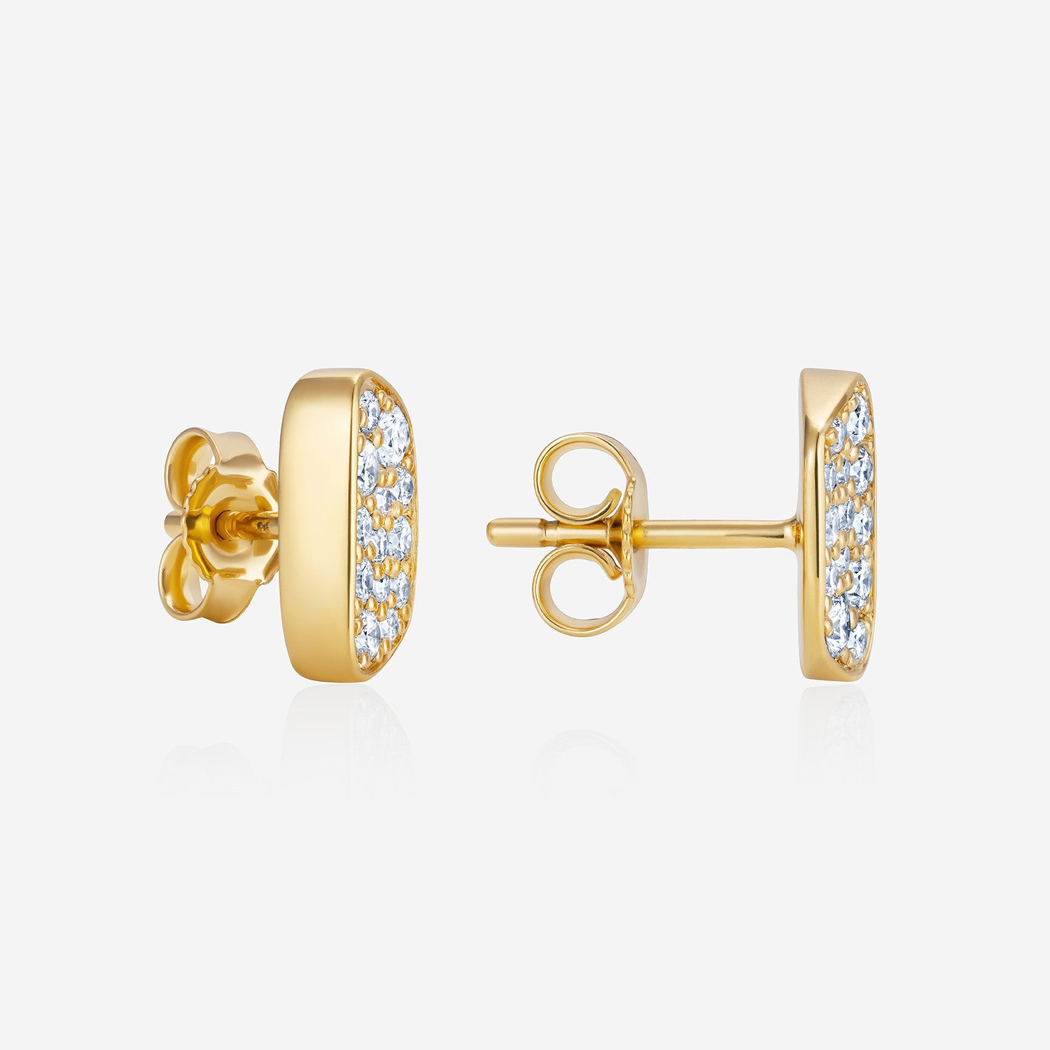 886 Royal Mint Earrings Aurum Slice Pavé Stud Earrings, 18ct Yellow Gold