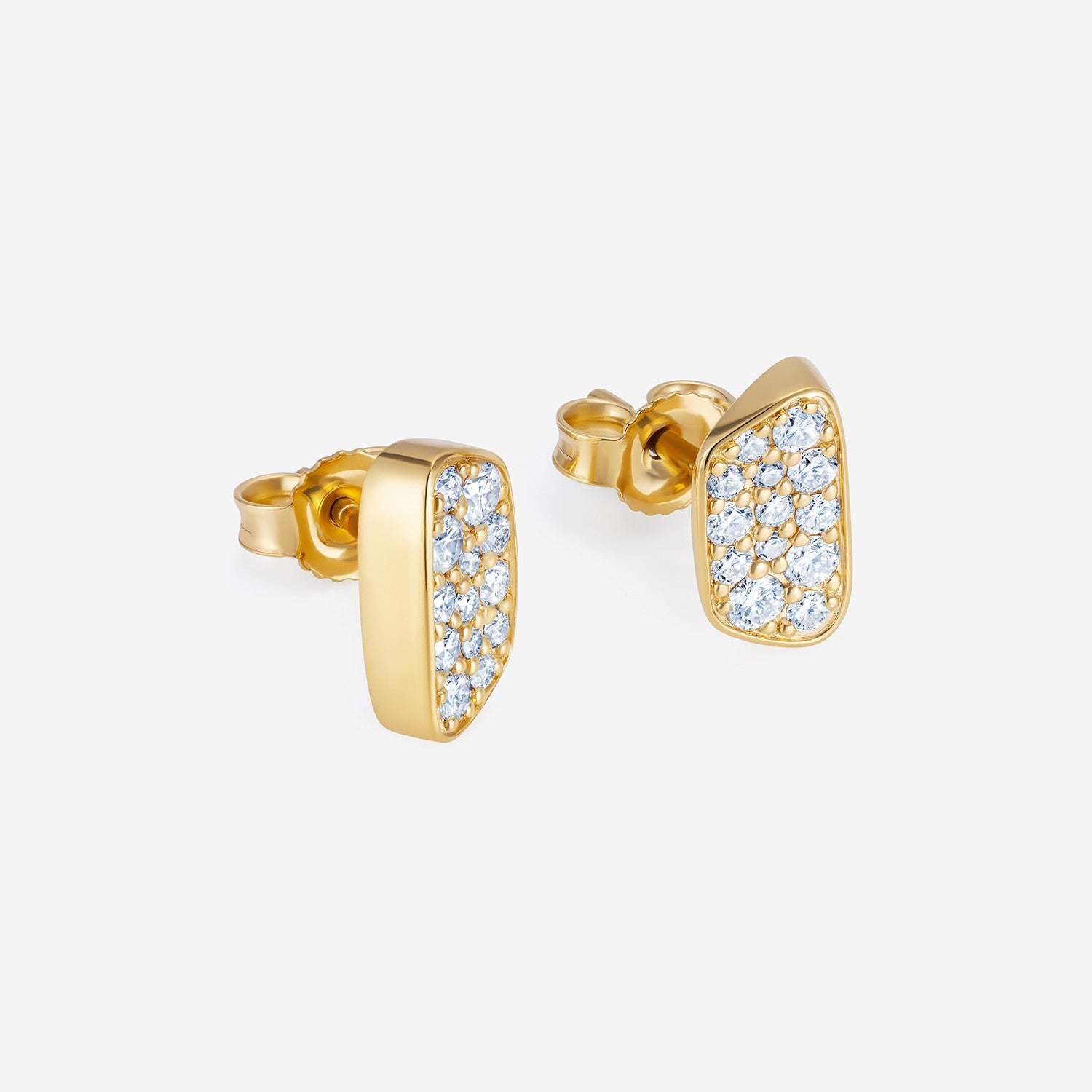 886 Royal Mint Earrings Aurum Slice Pavé Stud Earrings, 18ct Yellow Gold