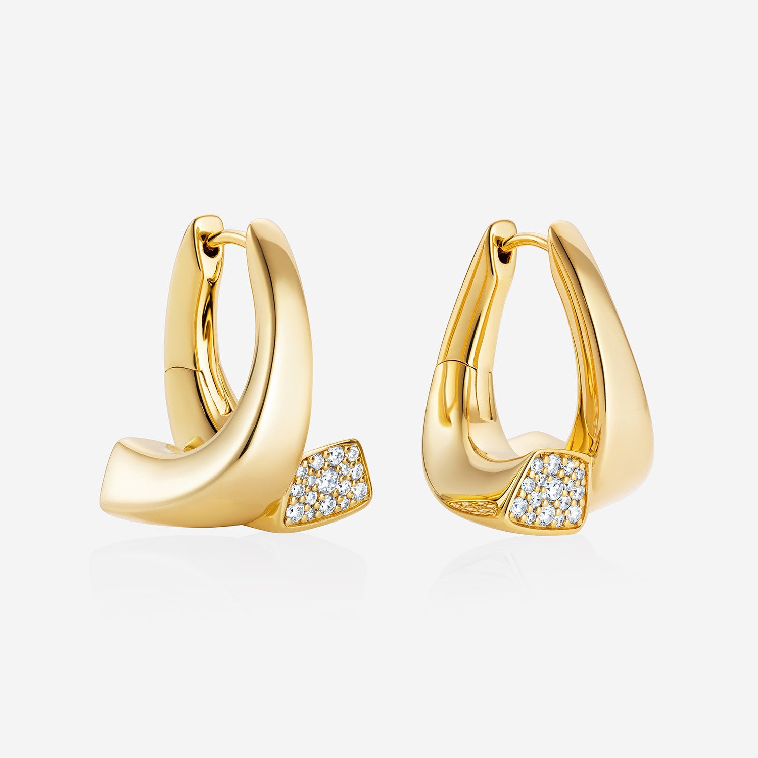 886 Royal Mint Earrings Aurum Twist Pavé Hoop Earrings, 18ct Yellow Gold