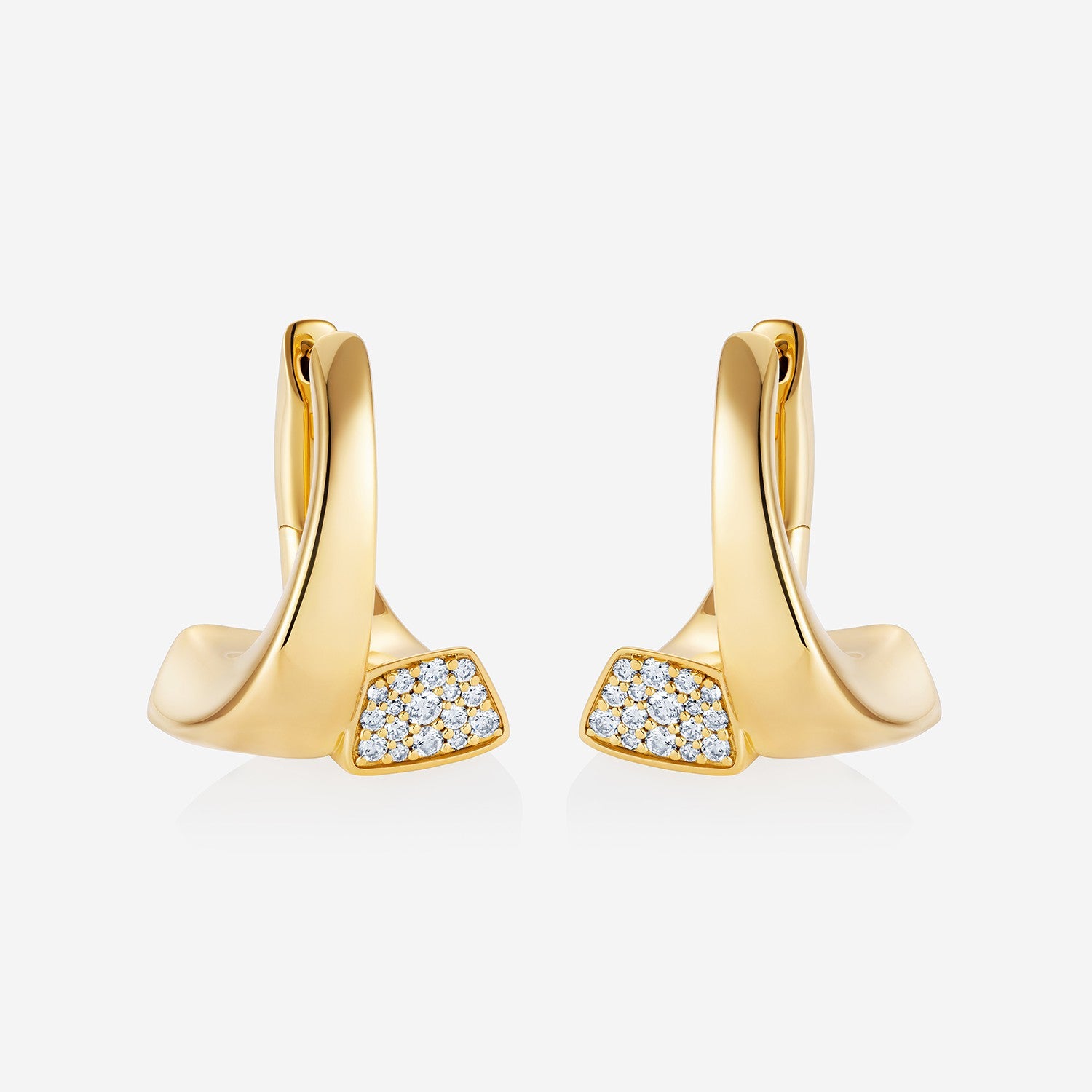 886 Royal Mint Earrings Aurum Twist Pavé Hoop Earrings, 18ct Yellow Gold