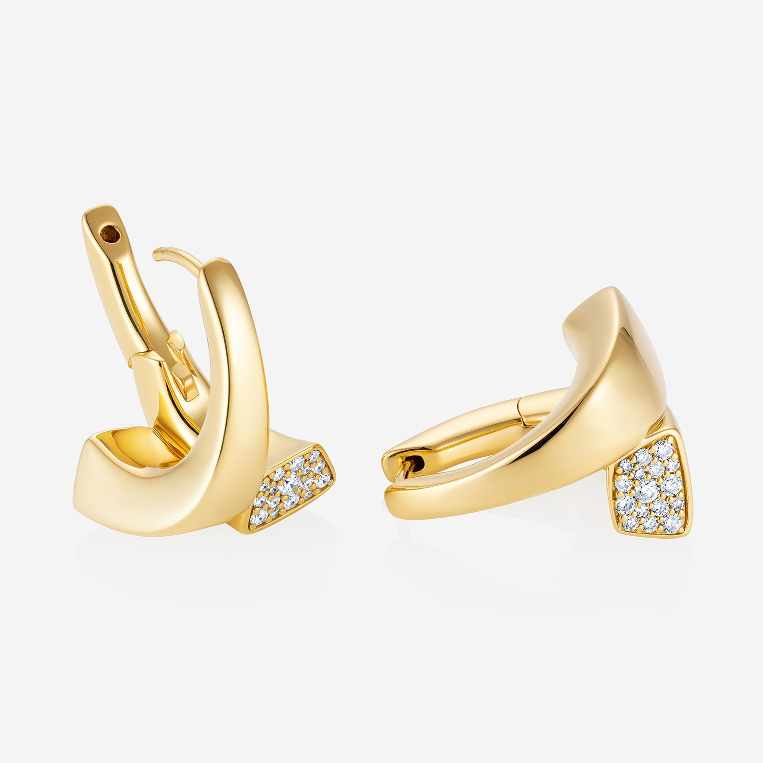 886 Royal Mint Earrings Aurum Twist Pavé Hoop Earrings, 18ct Yellow Gold