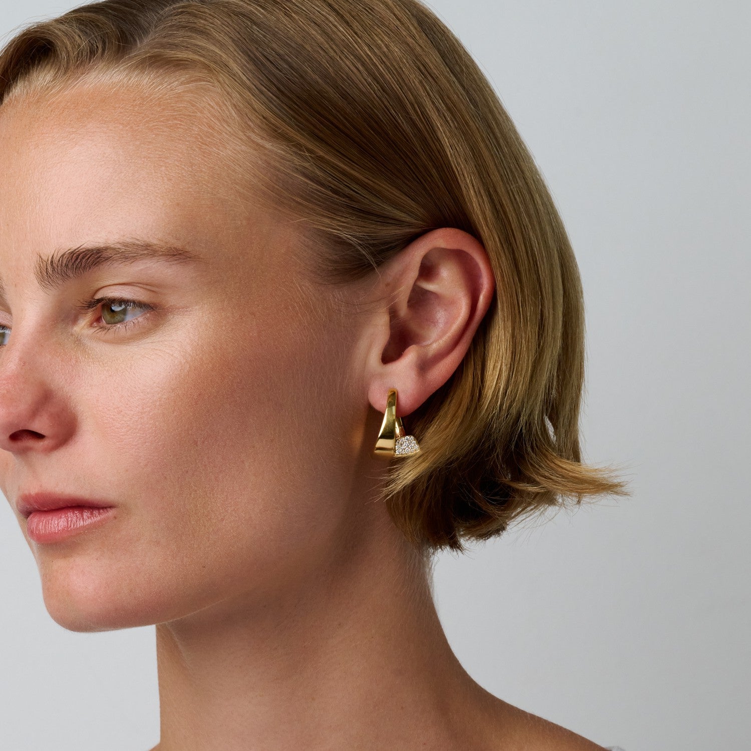 886 Royal Mint Earrings Aurum Twist Pavé Hoop Earrings, 18ct Yellow Gold