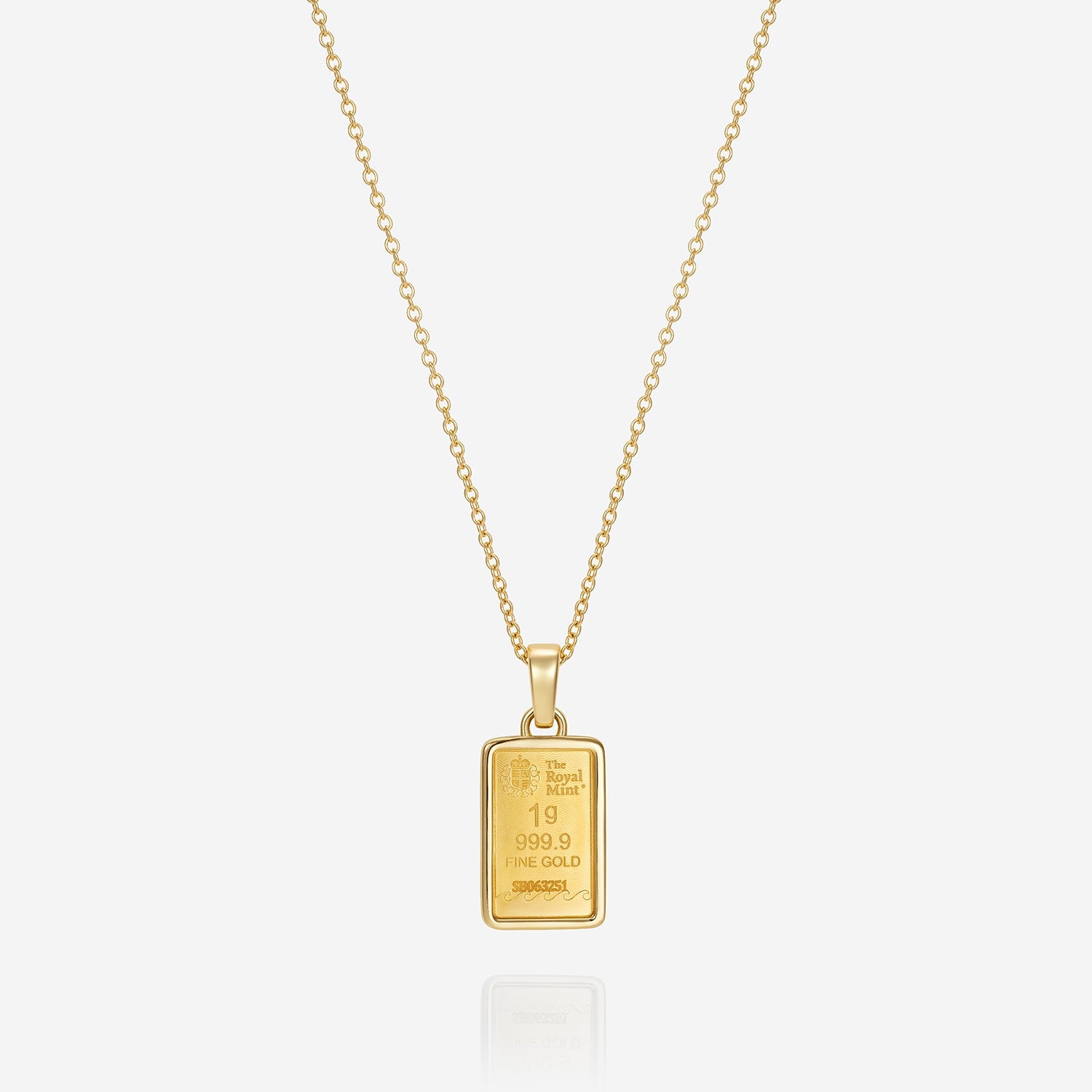 Bullion Pendant with Trace 18 inch Chain, 18ct Yellow Gold