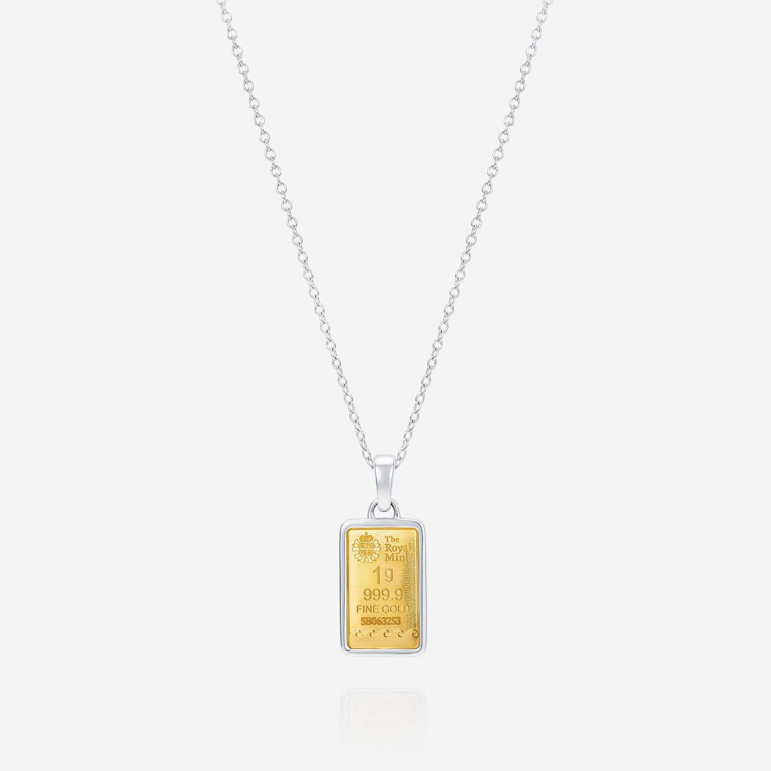 Bullion Pendant with Trace 18 inch Chain, Sterling Silver