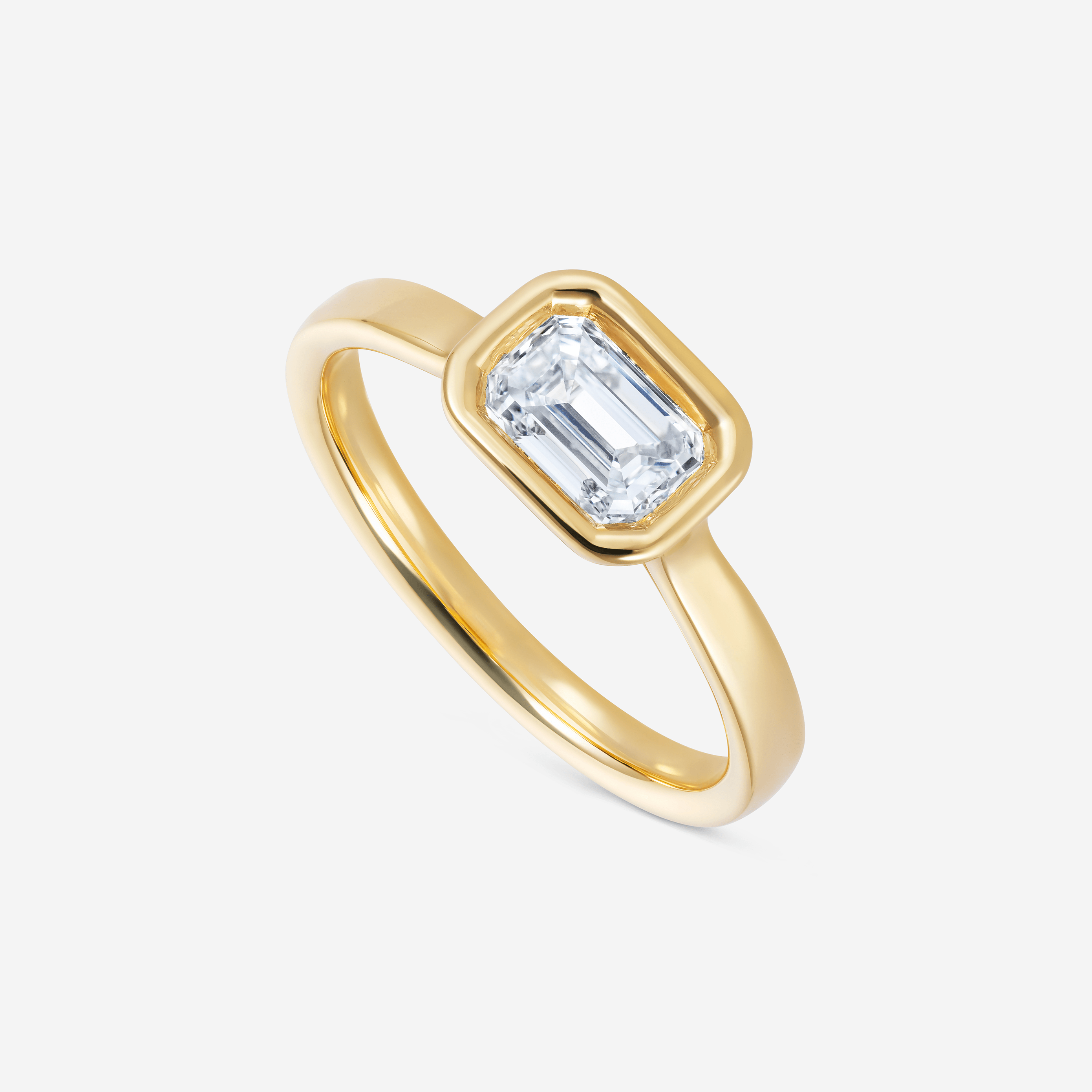 886 Royal Mint Rings Emerald Cut Lab Grown Diamond Engagement Ring, 18ct Yellow Gold